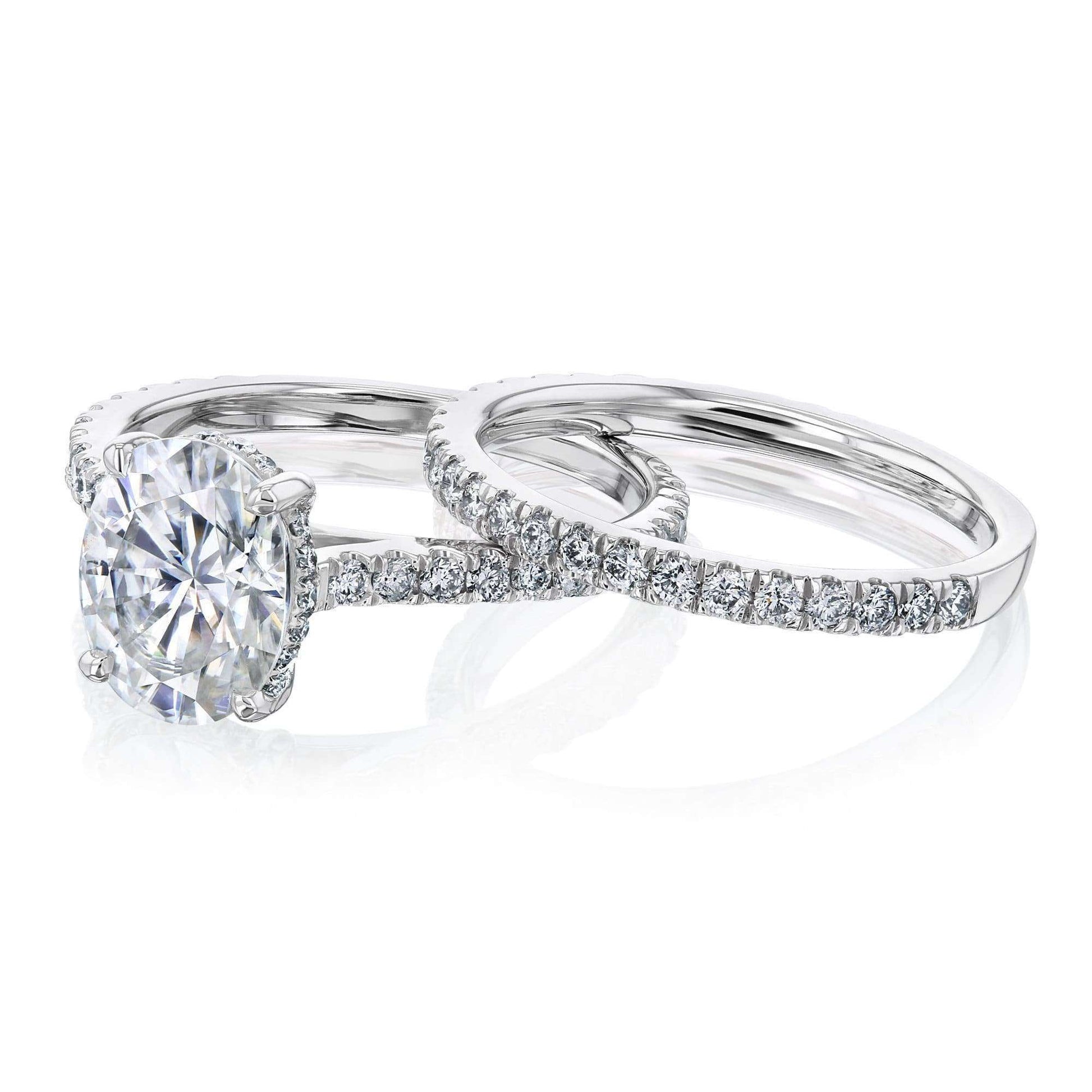 Kobelli 2.1ct Oval Forever One Moissanite Drop Halo Bridal Set