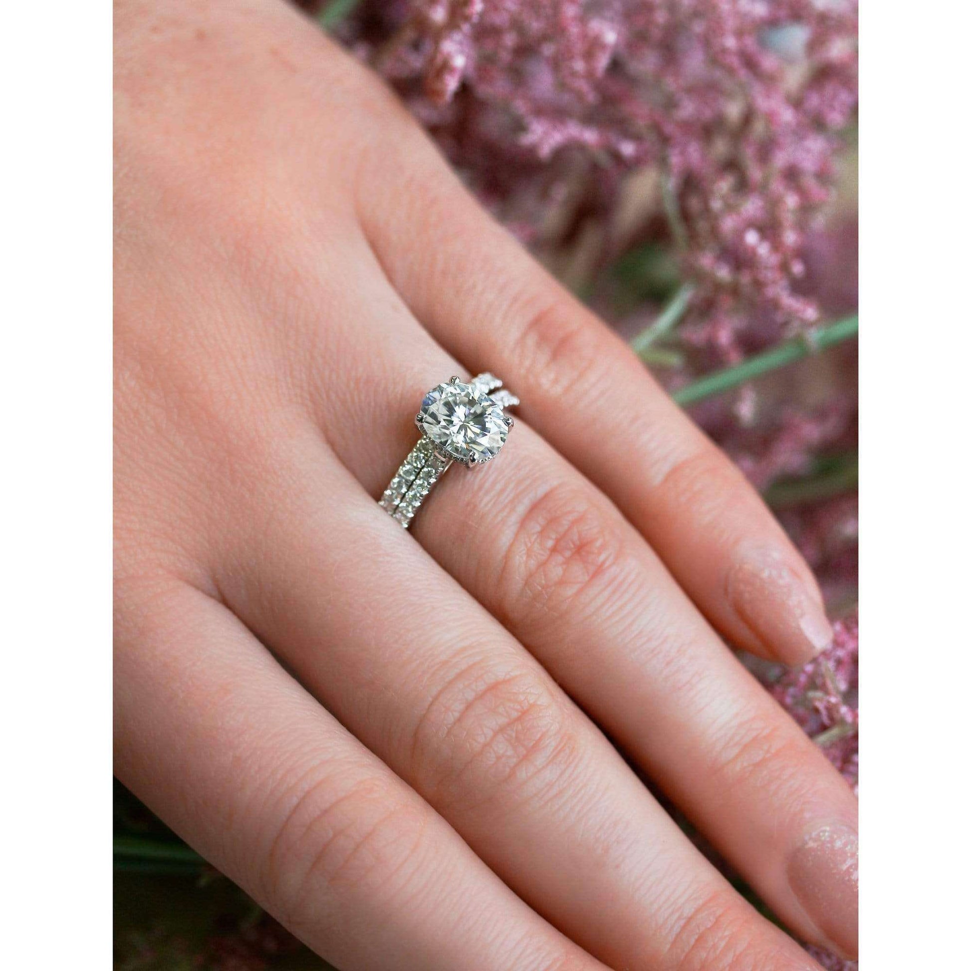 Kobelli 2.1ct Oval Forever One Moissanite Drop Halo Bridal Set