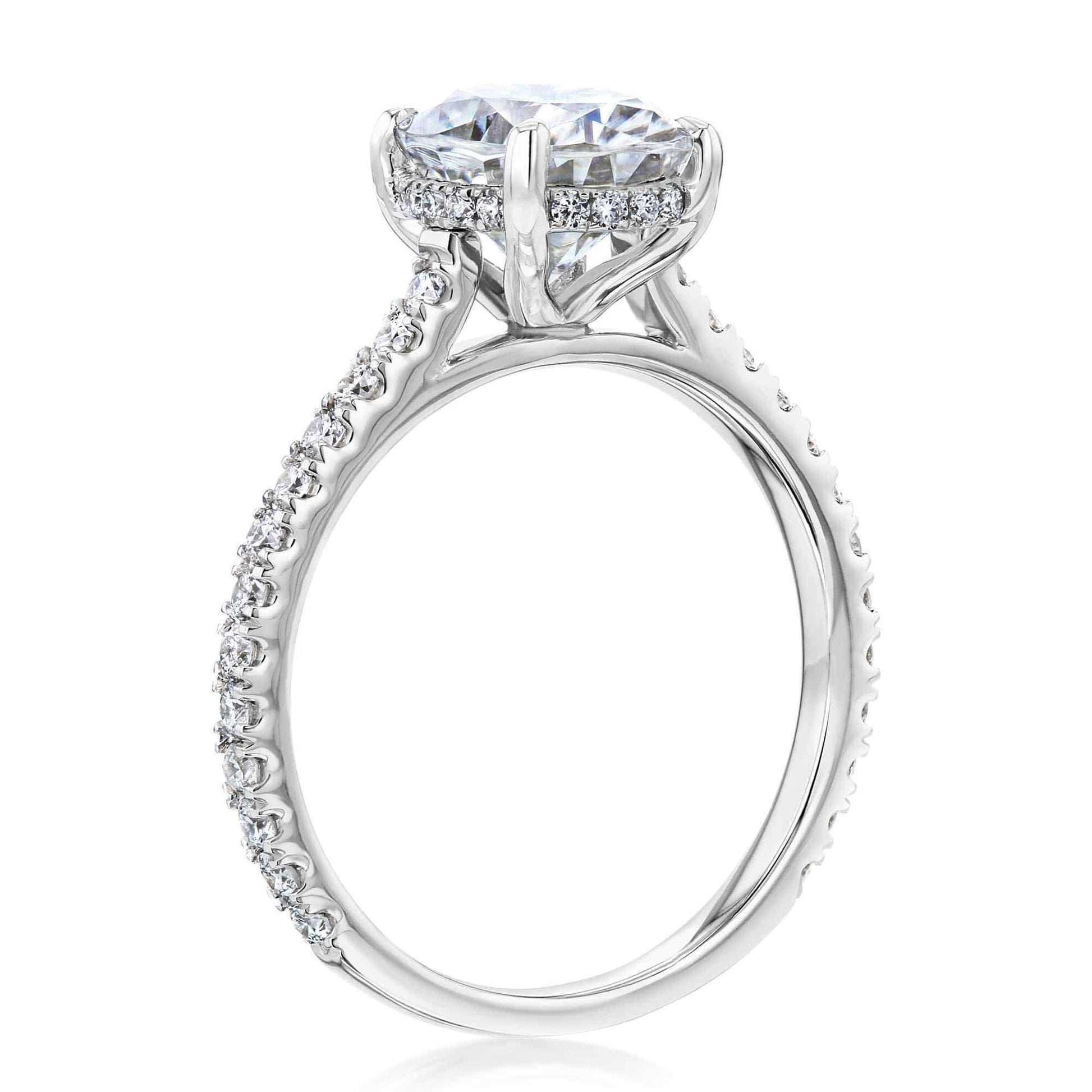 Kobelli 2.1ct Oval Moissanite Drop Halo Ring