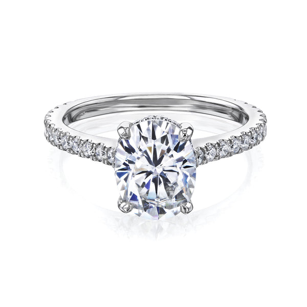 2.1ct Oval Moissanite Drop Halo Ring