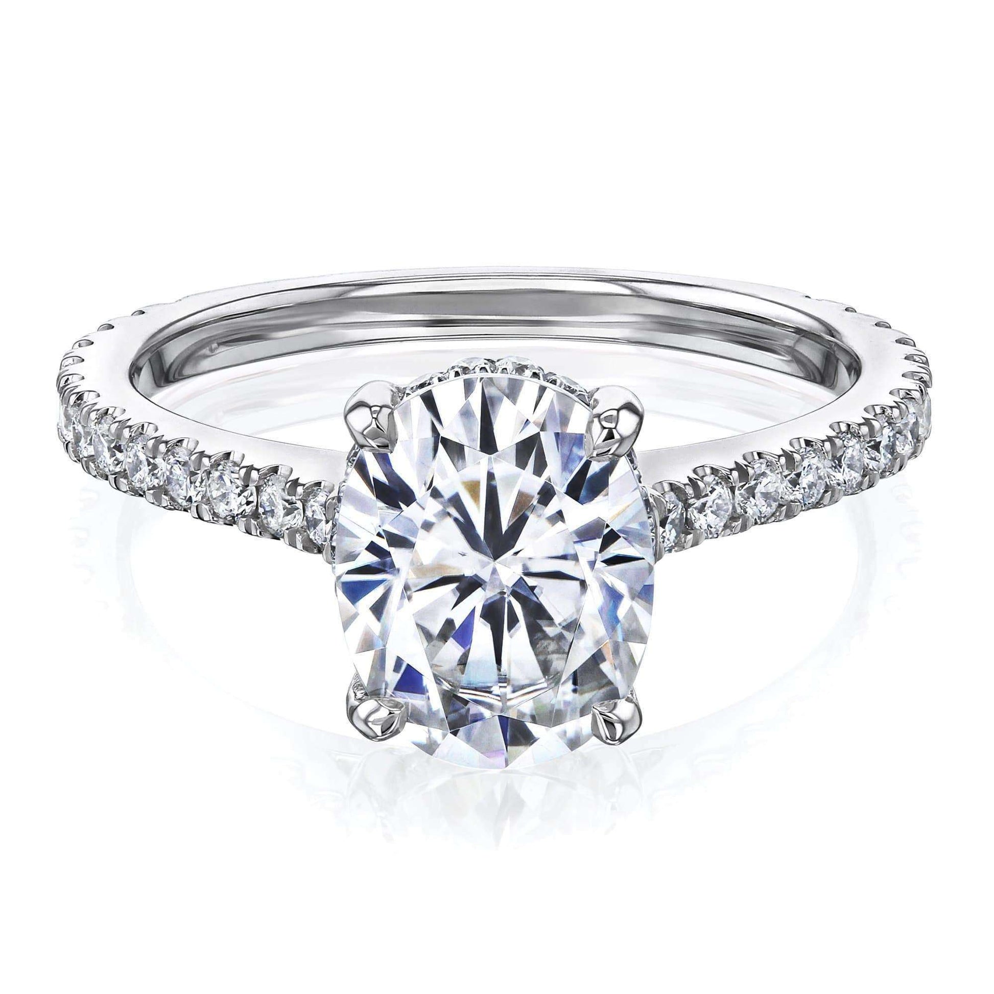 Kobelli 2.1ct Oval Forever One Moissanite Drop Halo Ring
