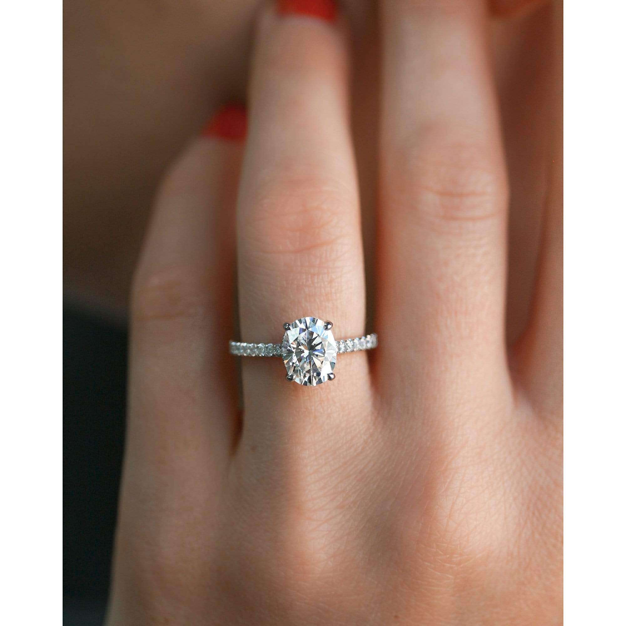 Kobelli 2.1ct Oval Forever One Moissanite Drop Halo Ring