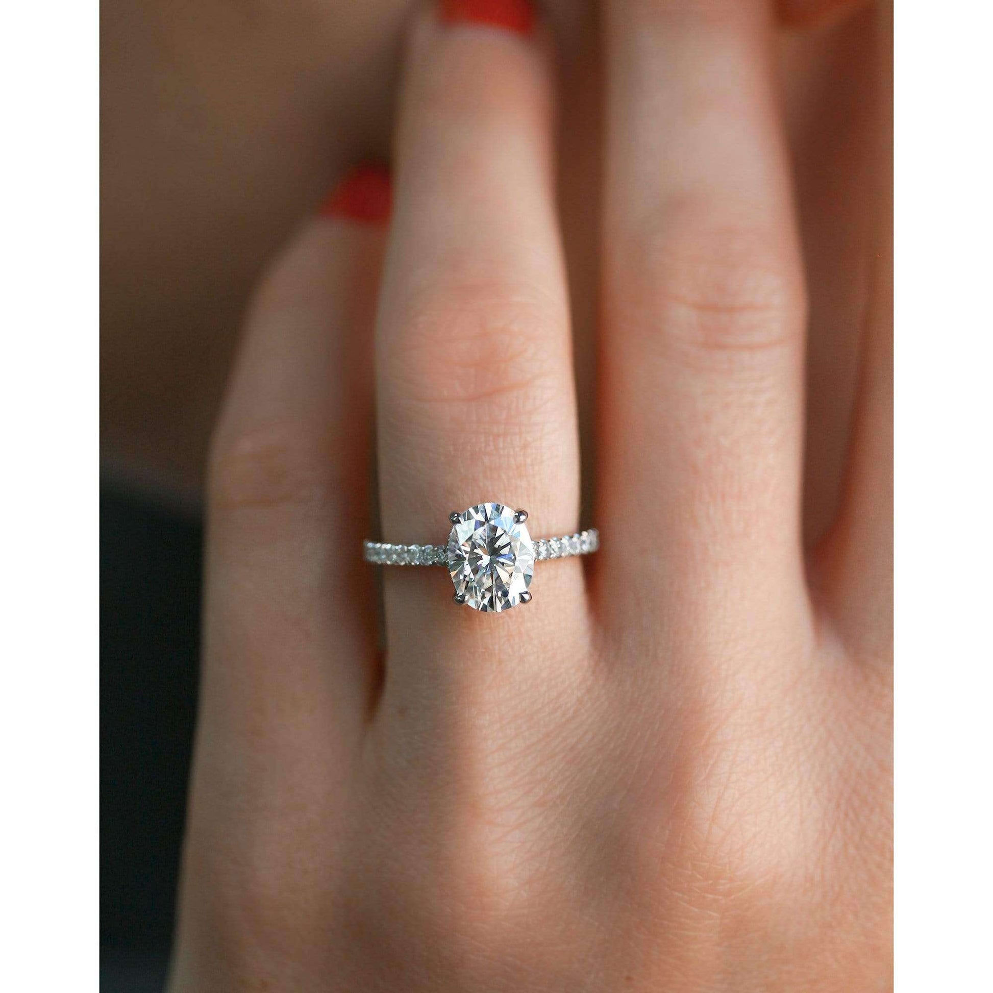 Kobelli 2.1ct Oval Moissanite Drop Halo Ring