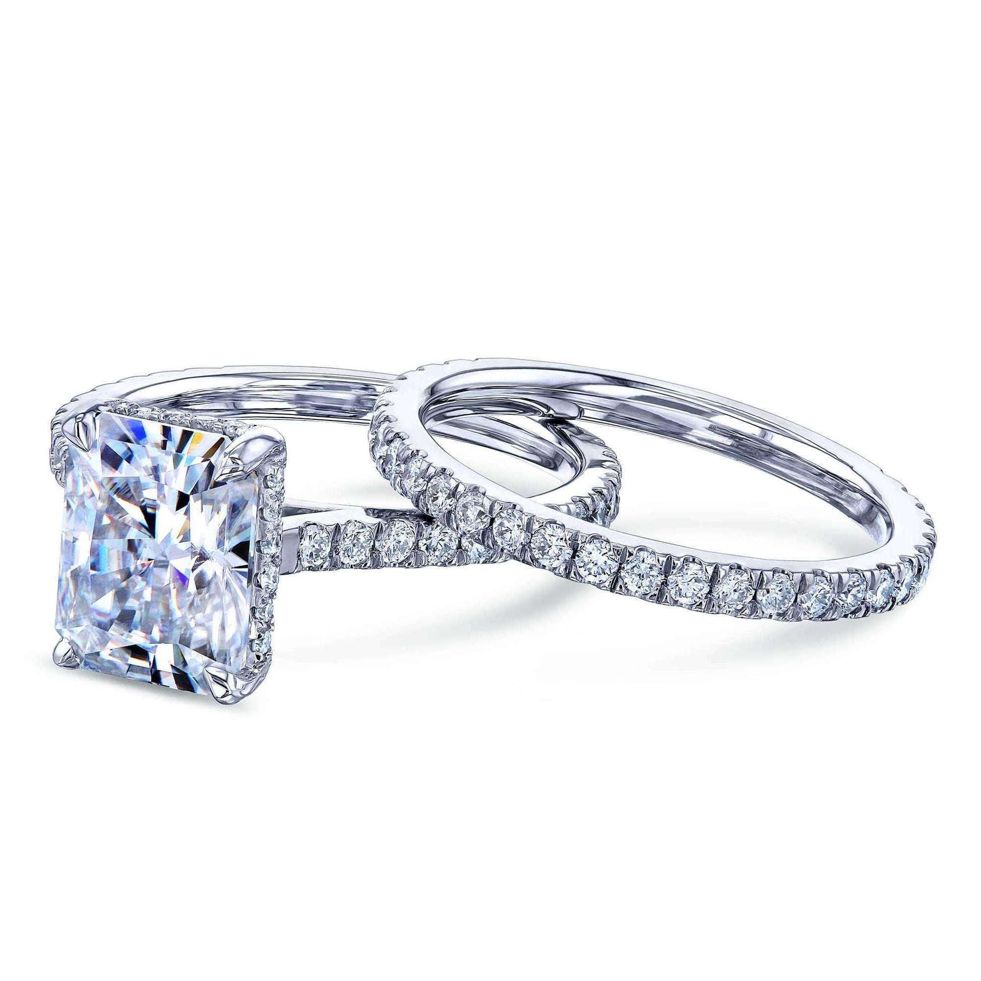 Kobelli 2.7ct Radiant Moissanite Drop Halo Bridal Set