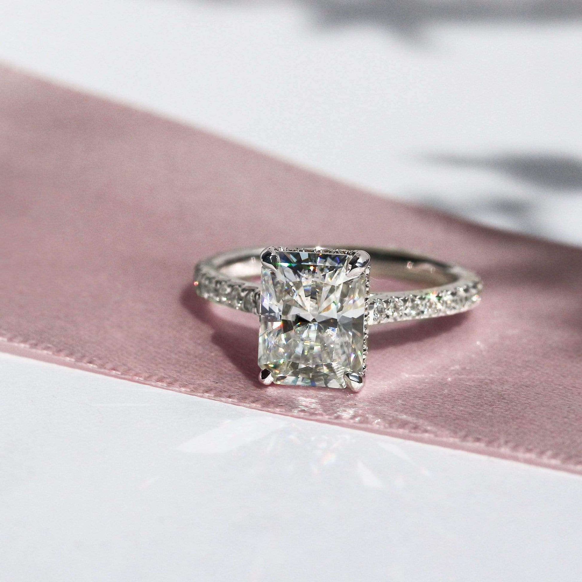 Kobelli 2.7ct Radiant Moissanite Drop Halo Ring