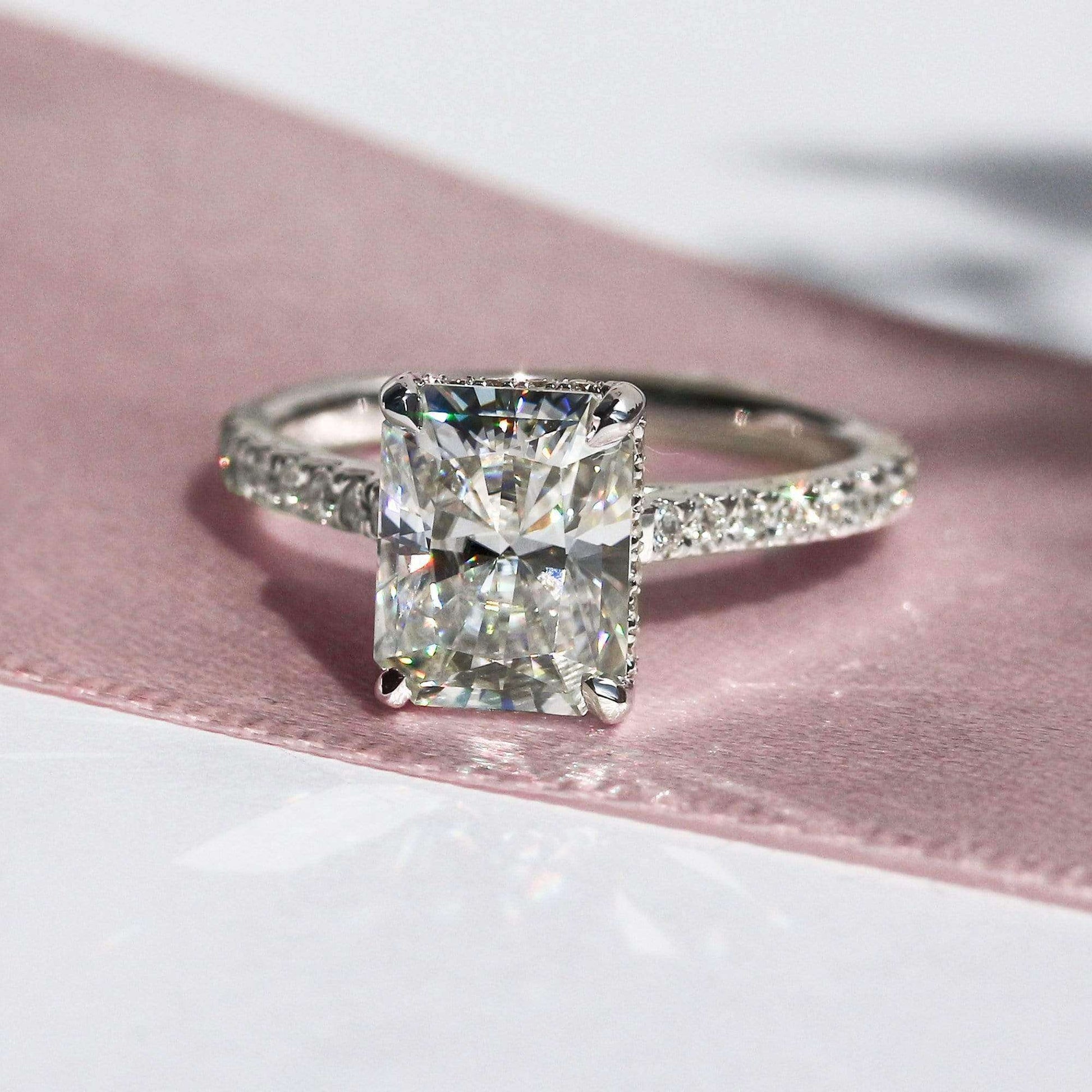 Kobelli 2.7ct Radiant Moissanite Drop Halo Ring
