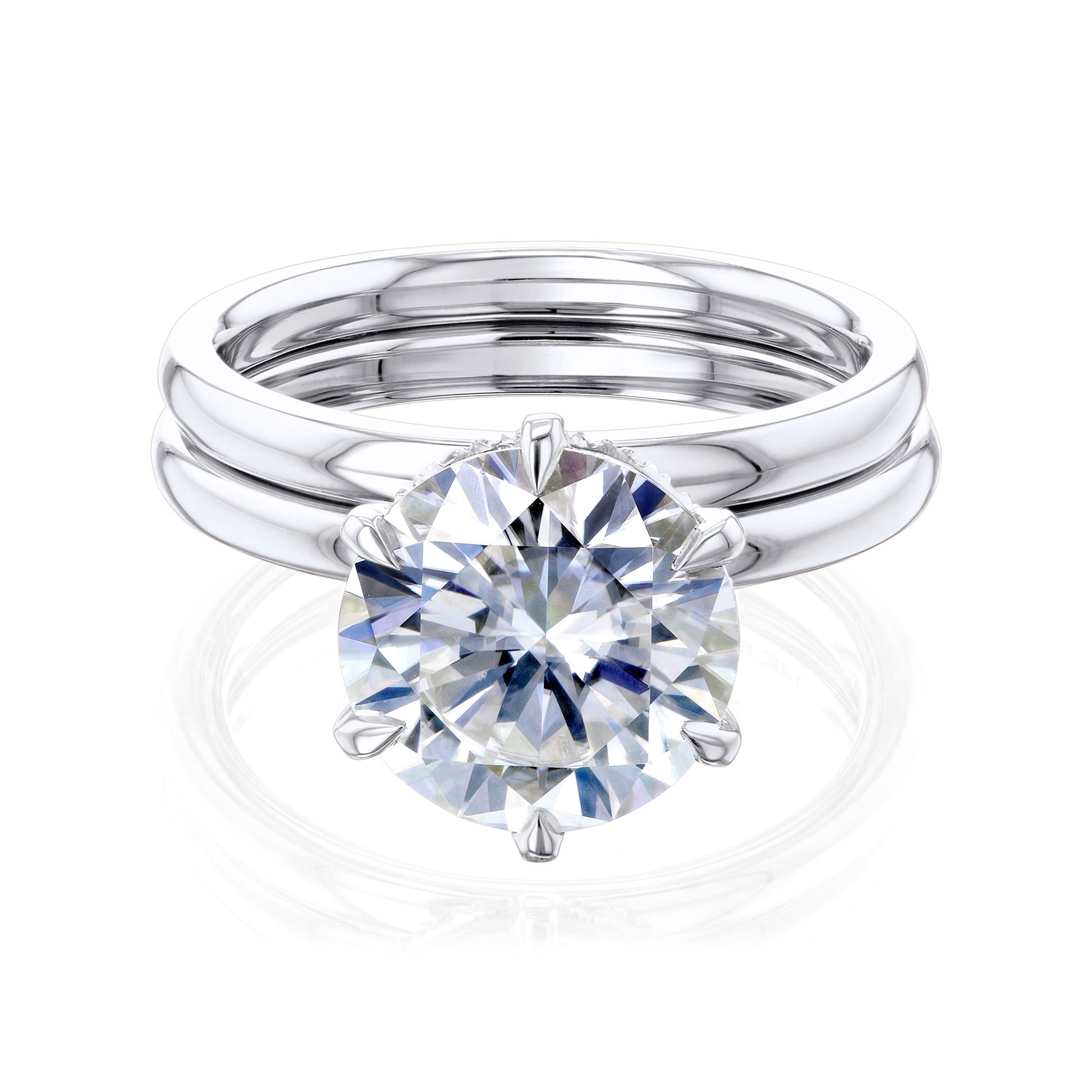 6-Prong Round Hidden Eternity Halo Bridal Set in White Gold - 2 Piece Set