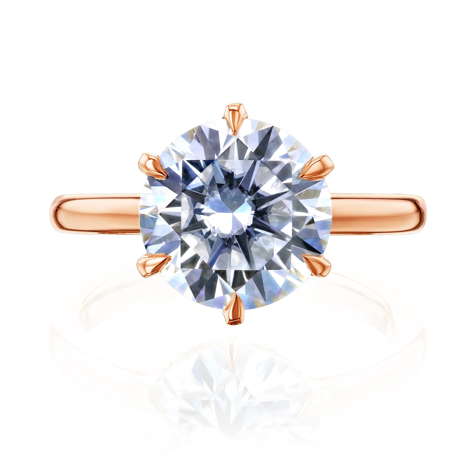 Kobelli Rosemarie Engagement Ring in Rose Gold - Round Brilliant 3 Carat Center