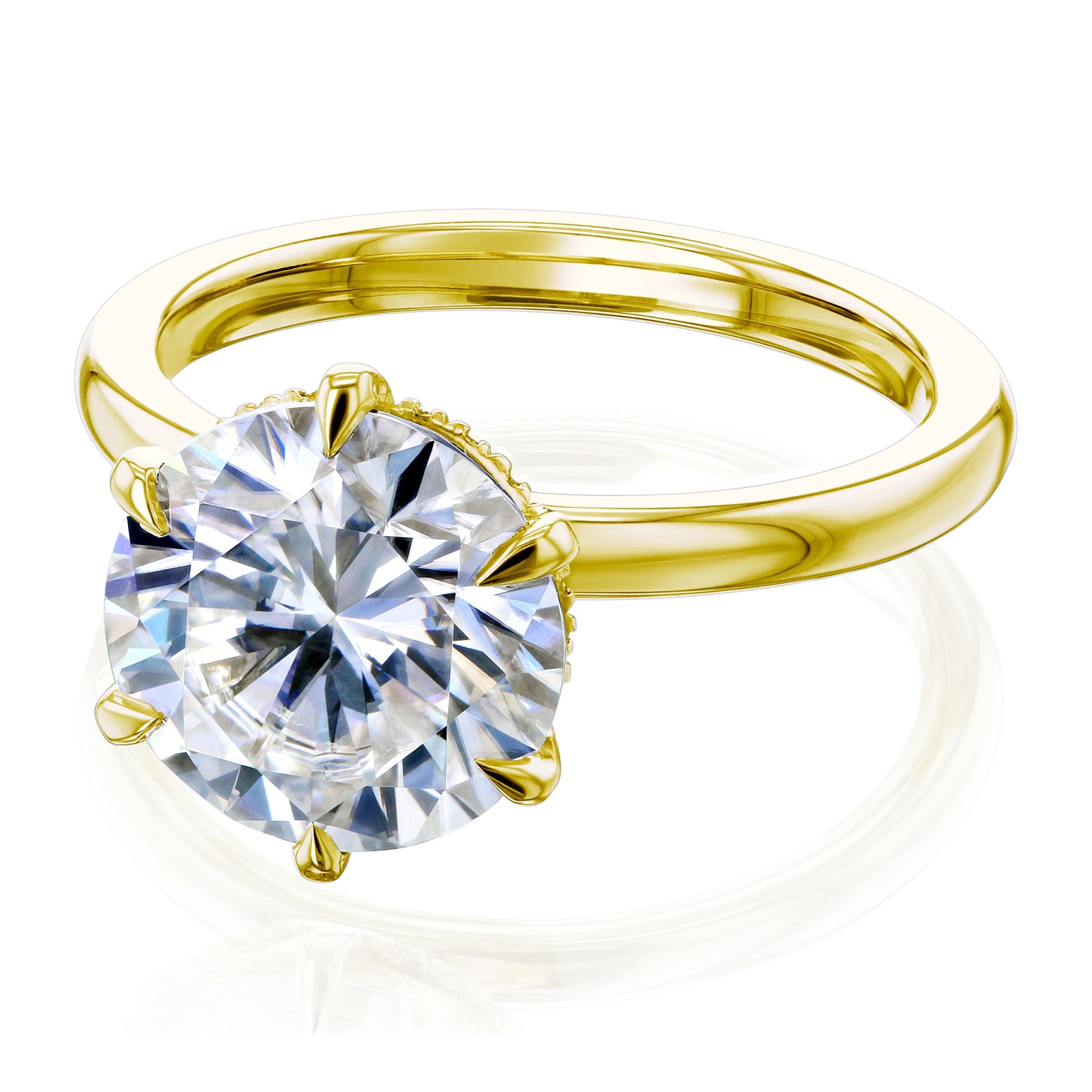 Kobelli Rosemarie Engagement Ring in Yellow Gold - Hidden Halo