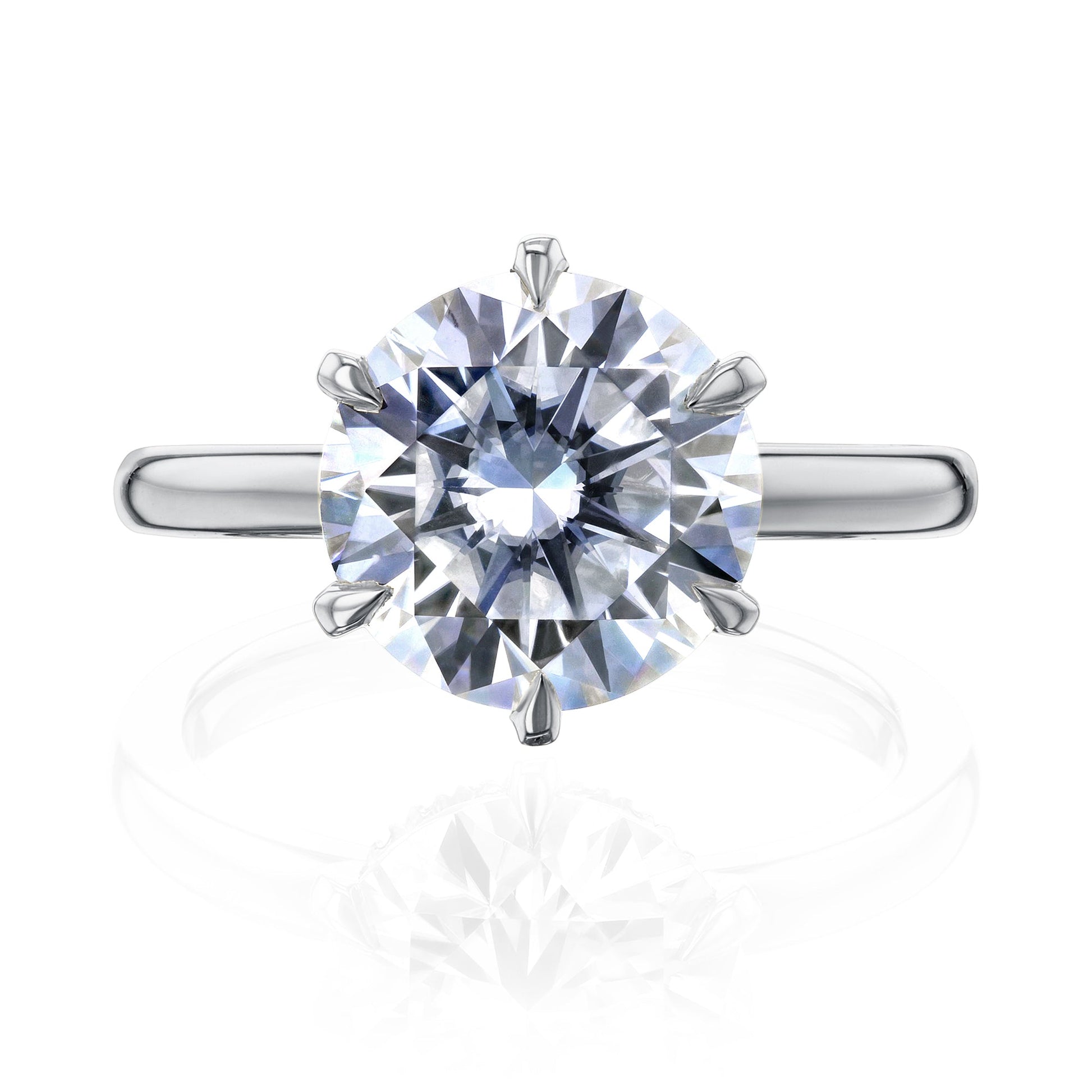 Kobelli Rosemarie Engagement Ring in White Gold - Round Brilliant 3 Carat Center