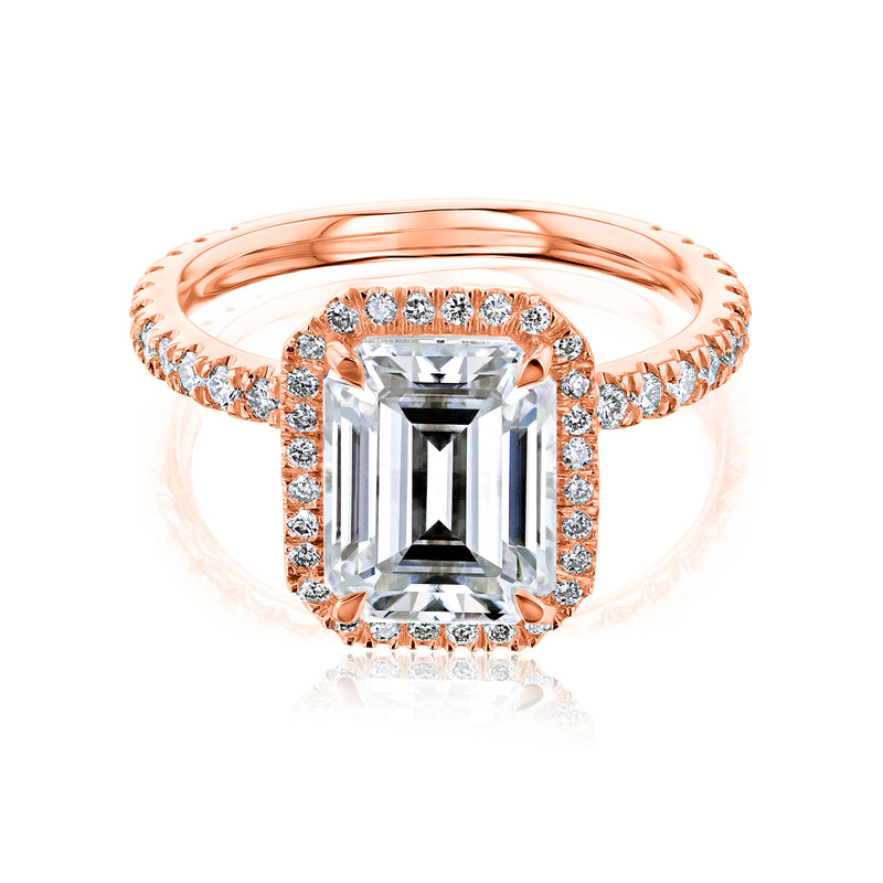 Kobelli Rose Gold Trois Eloise 9x7 Engagement Ring