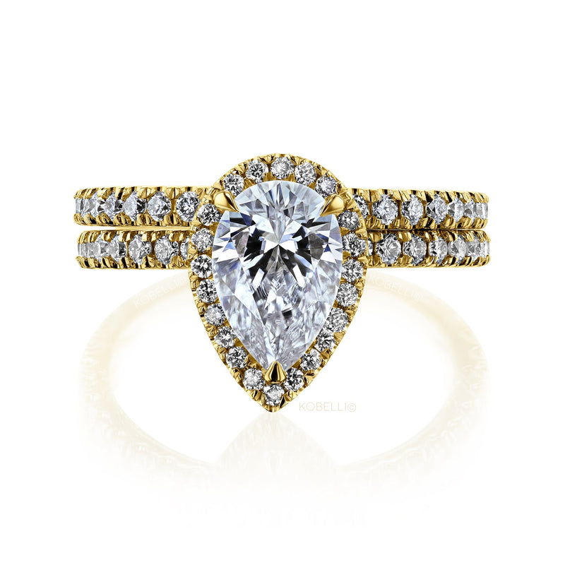 Kobelli Pear 9x6 Moissanite & Diamond Eco Engagement Ring