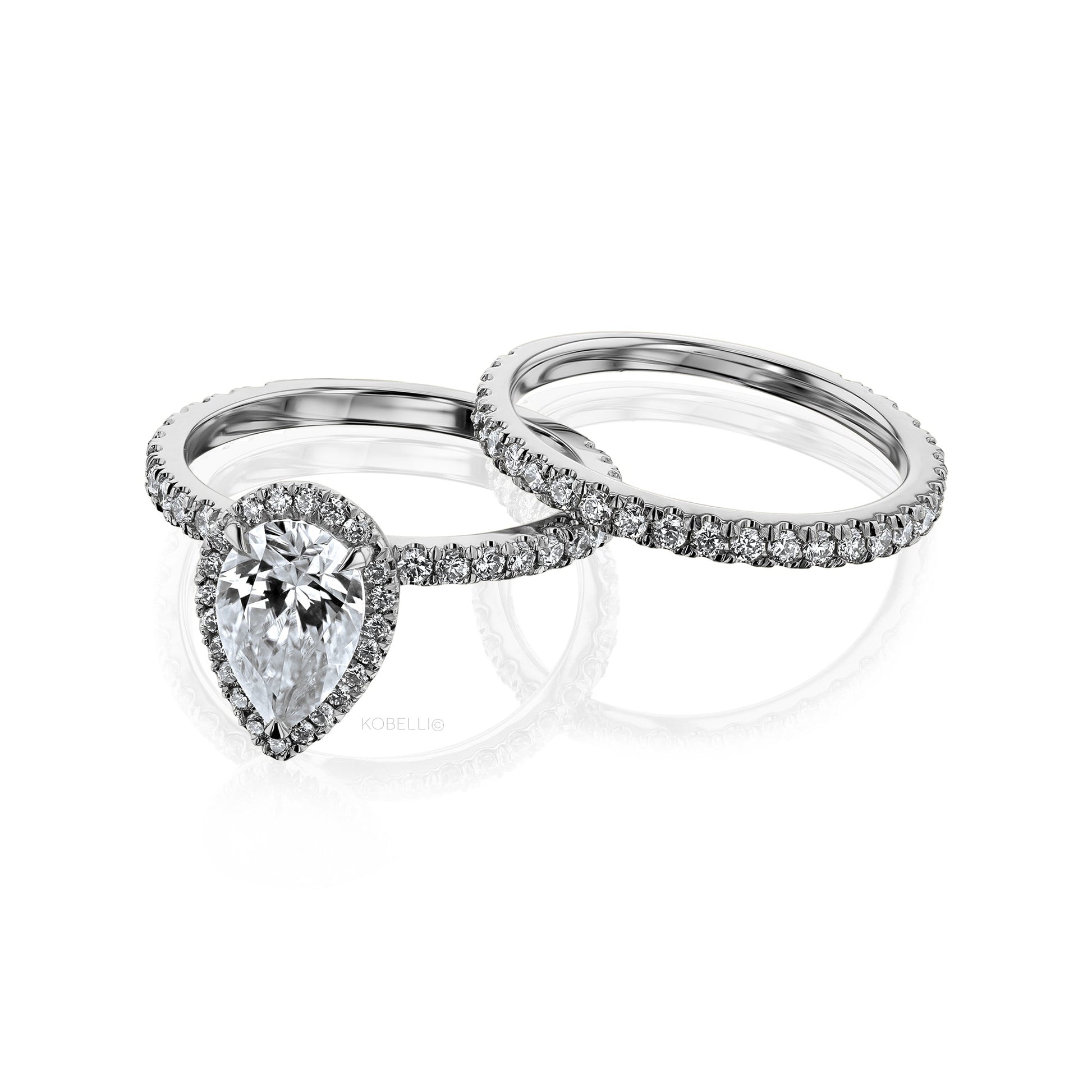 Kobelli Pear 9x6 Moissanite & Diamond Eco Engagement Ring