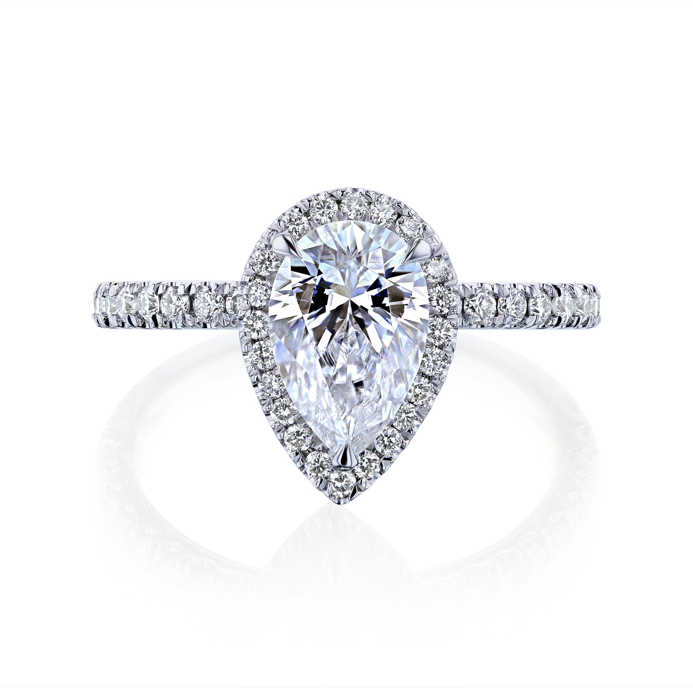 Kobelli Pear 9x6 Moissanite & Diamond Eco Engagement Ring
