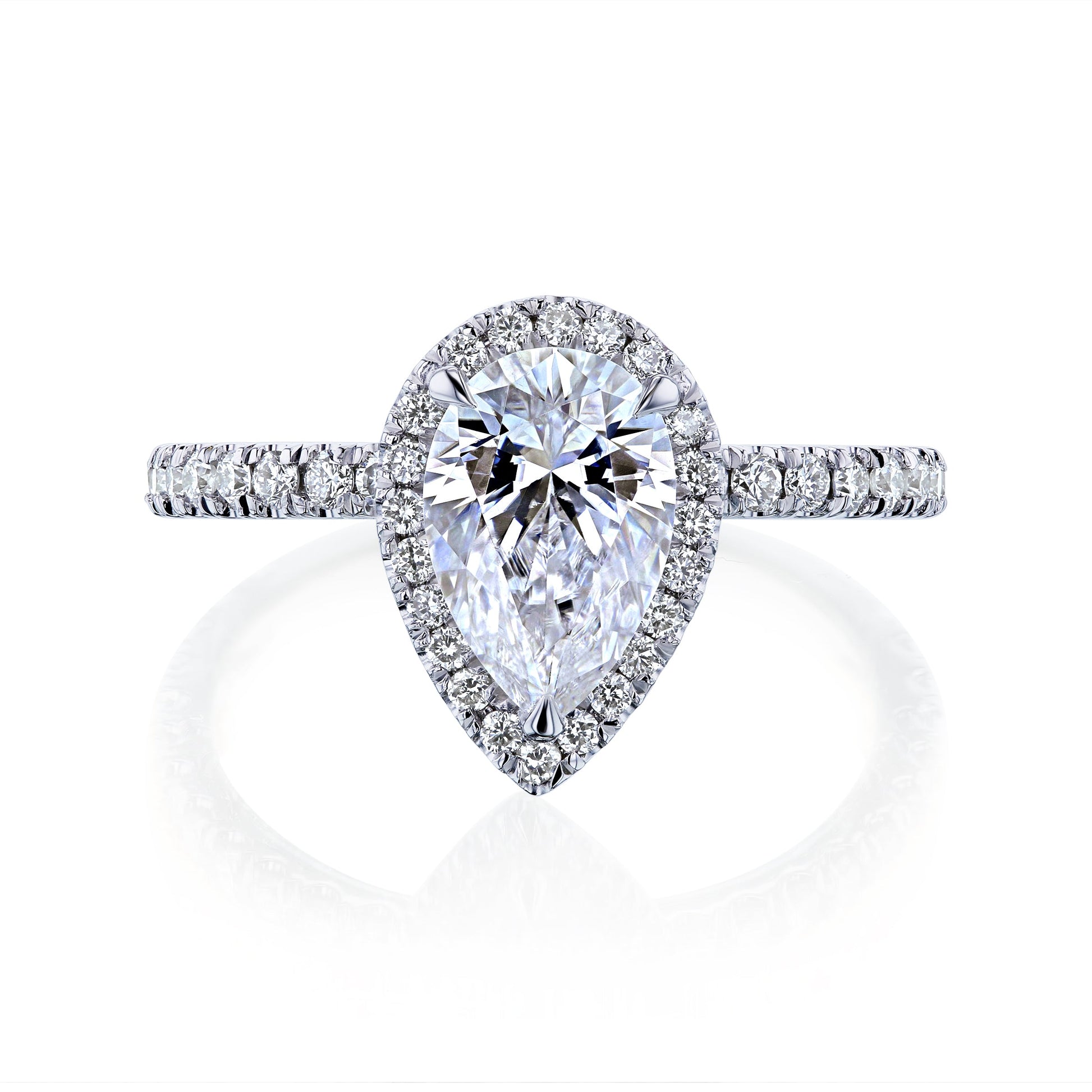 Kobelli Pear 9x6 Moissanite & Diamond Eco Engagement Ring