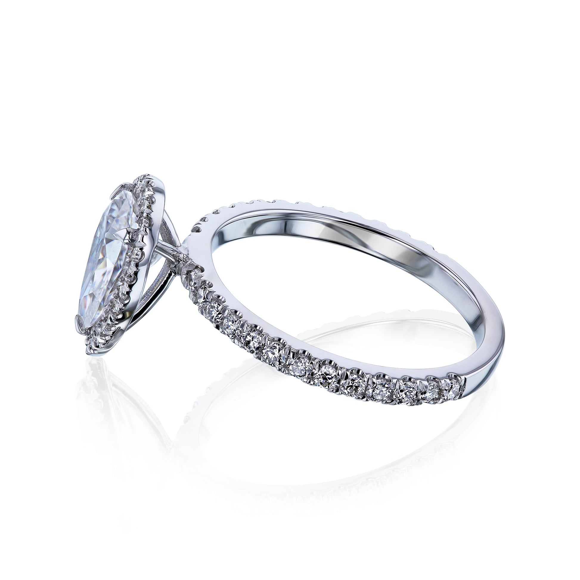 Kobelli Pear 9x6 Moissanite & Diamond Eco Engagement Ring
