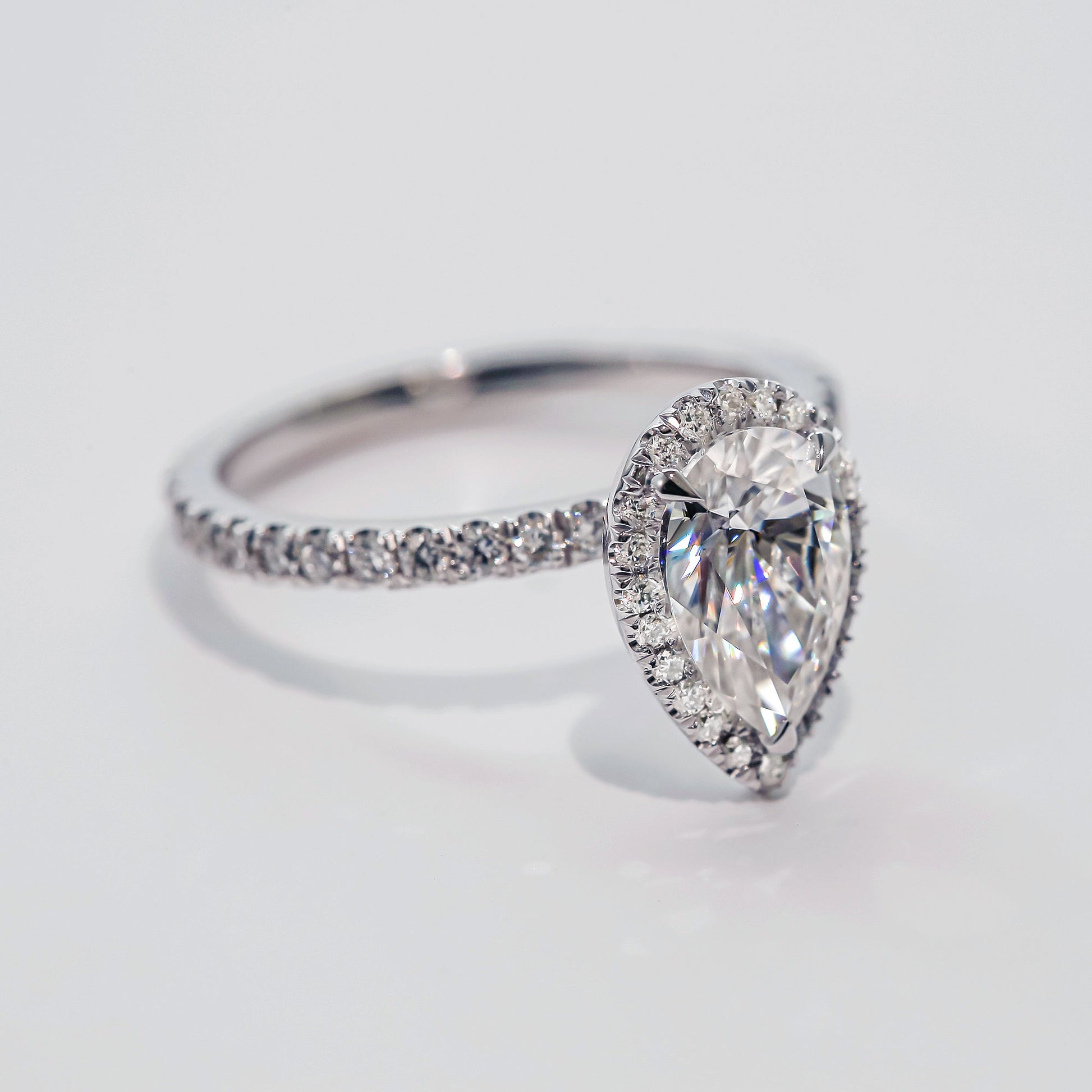 Kobelli Pear 9x6 Moissanite & Diamond Eco Engagement Ring