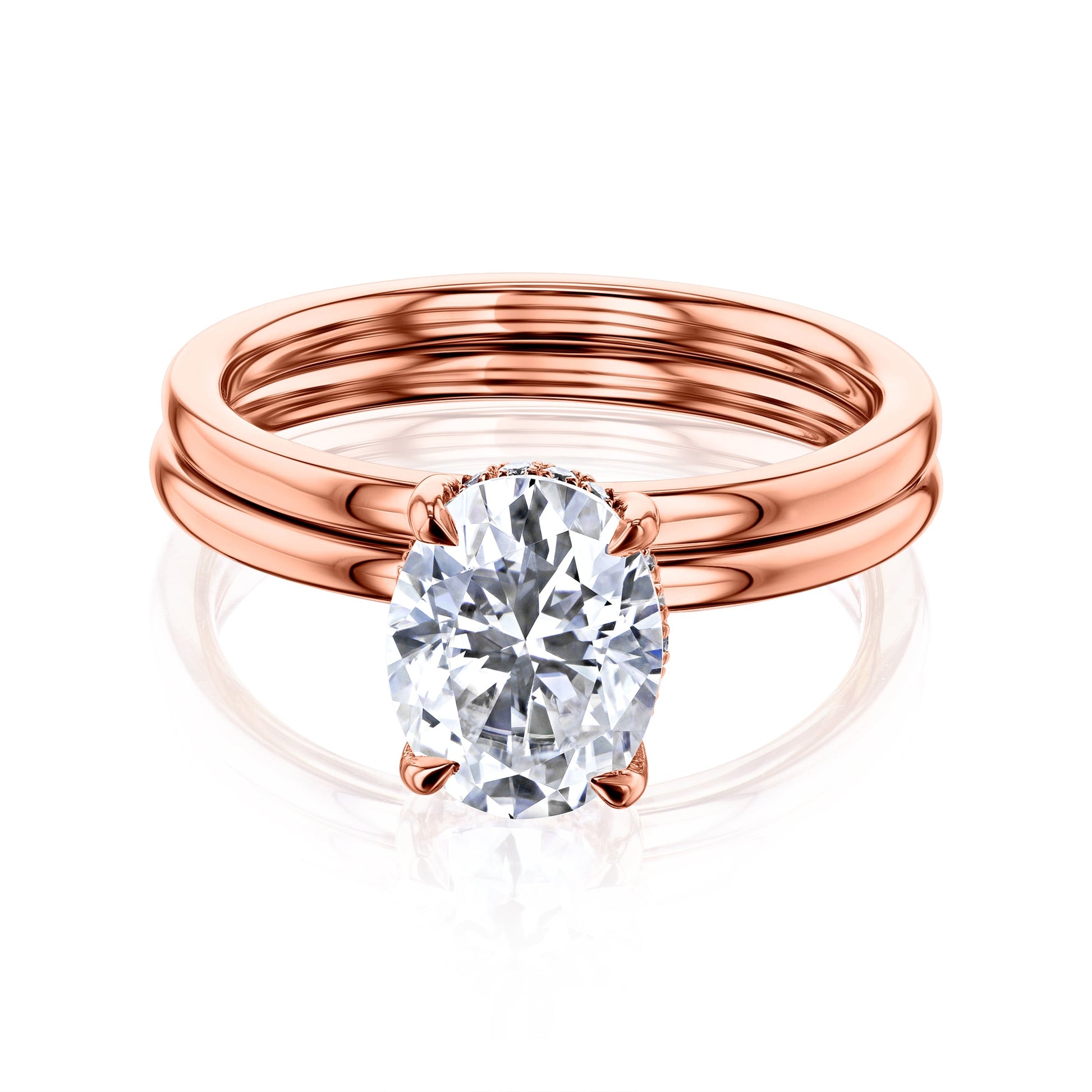 Kobelli Orah 9x7 Moissanite & Diamond Eco Wedding Rings Set