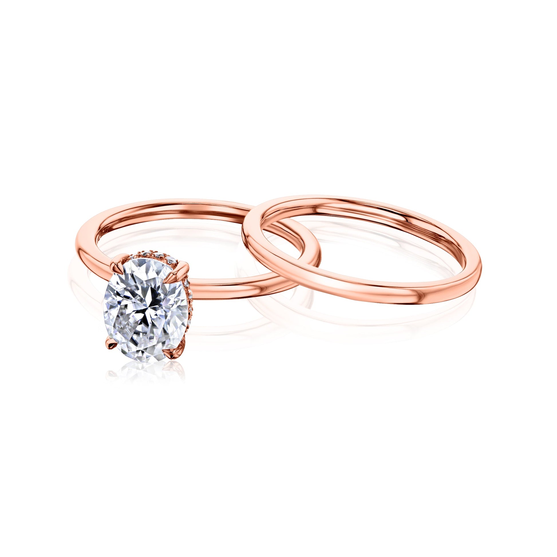 Kobelli Orah 9x7 Moissanite & Diamond Eco Wedding Rings Set