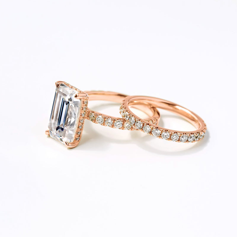 Kobelli Emerald 12x8 Moissanite & Diamond Bridal Rings