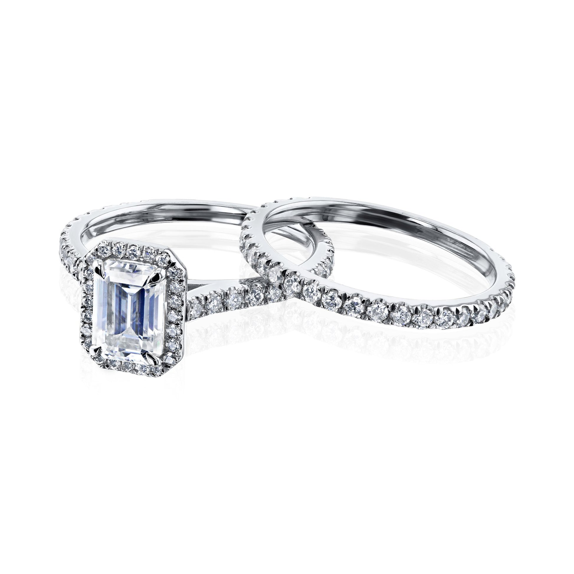Kobelli Emerald Halo Bridal Set