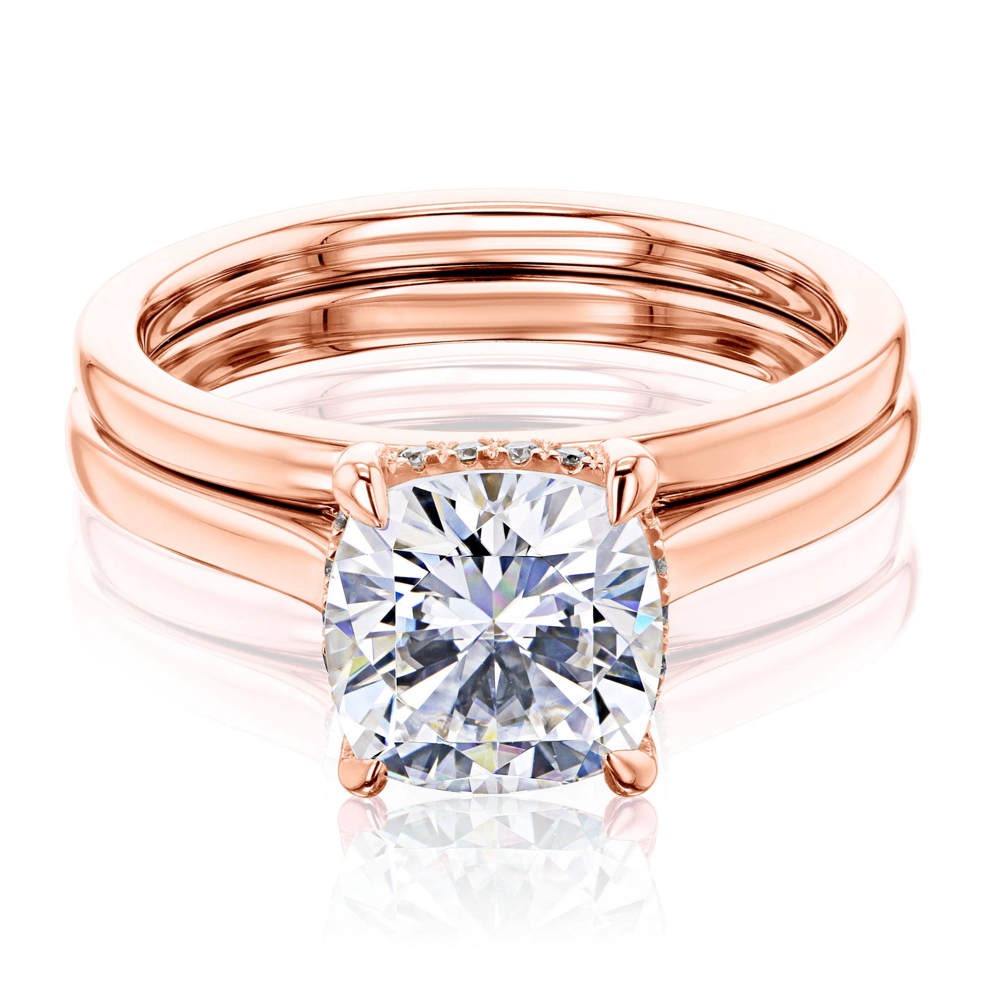 Kobelli London Collection Cara 2ct Cushion Moissanite Cathedral Bridal Set