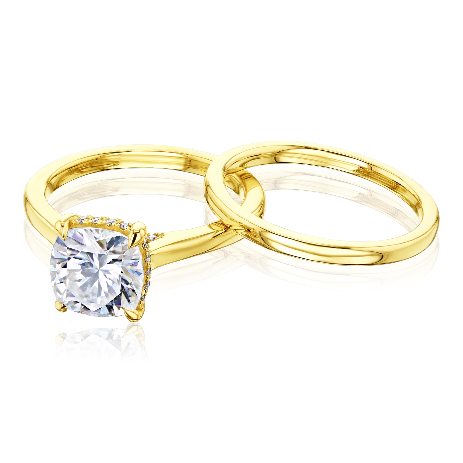 Kobelli London Collection Cara 2ct Cushion Moissanite Cathedral Bridal Set