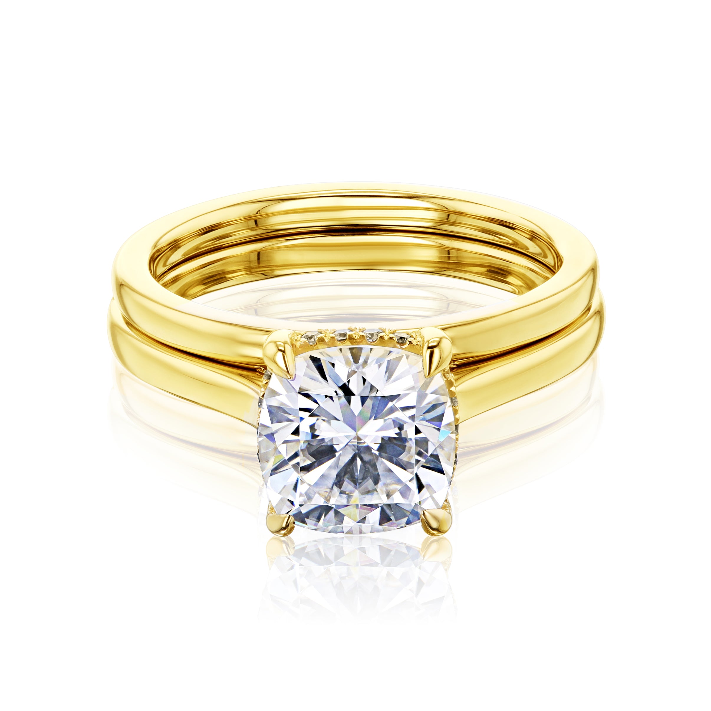 Kobelli London Collection Cara 2ct Cushion Moissanite Cathedral Bridal Set