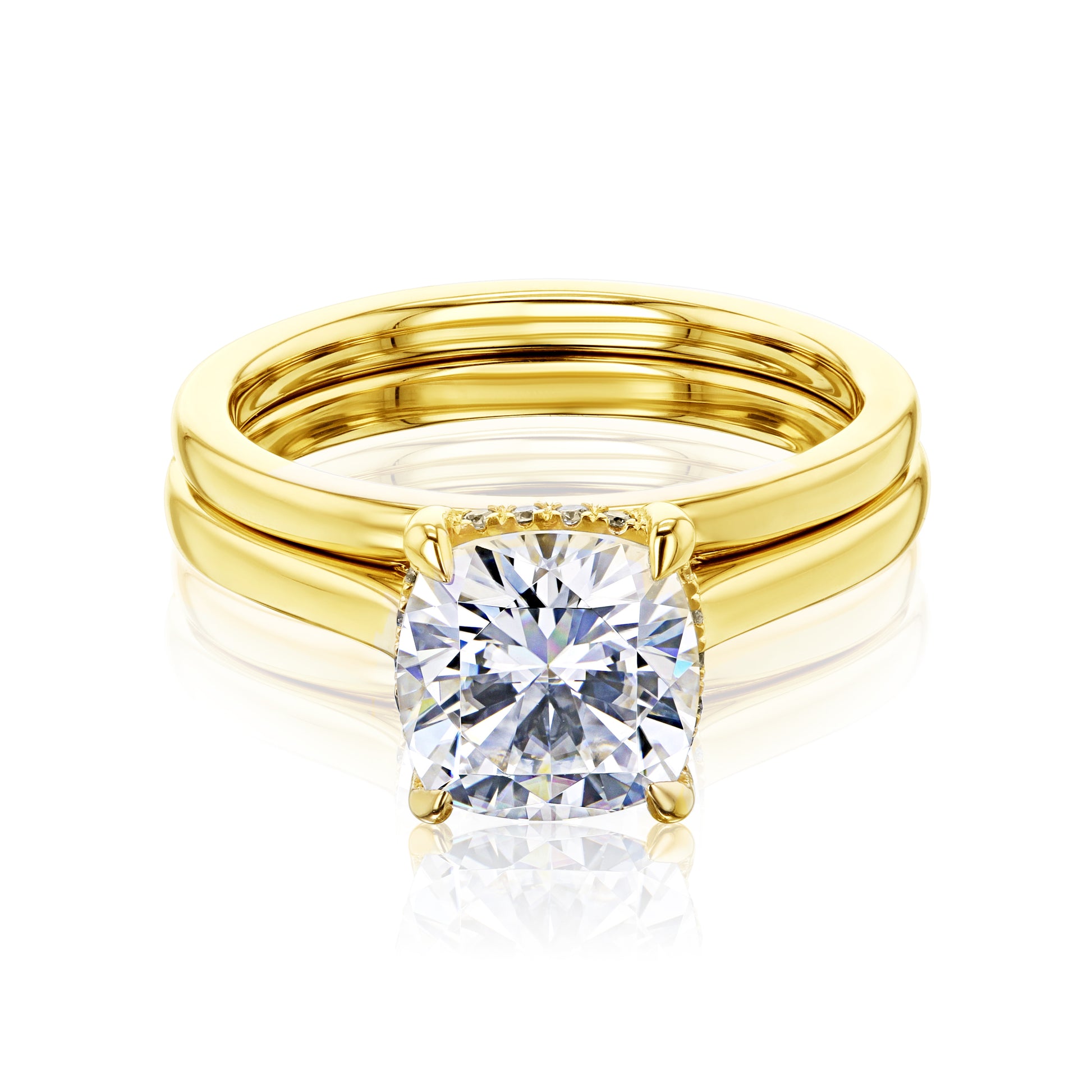 Kobelli London Collection Cara 2ct Cushion Moissanite Cathedral Bridal Set