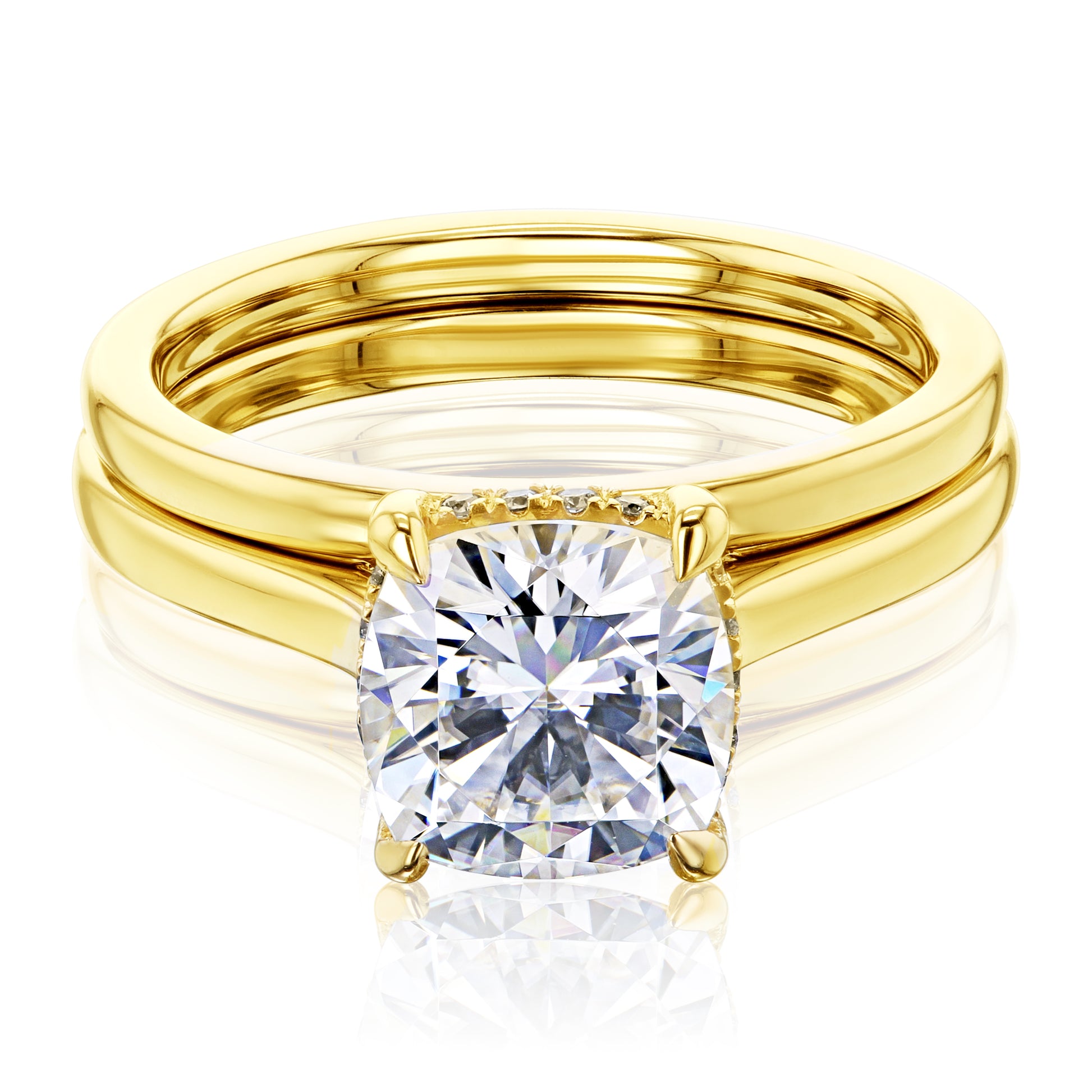 Kobelli London Collection Cara 2ct Cushion Moissanite Cathedral Bridal Set
