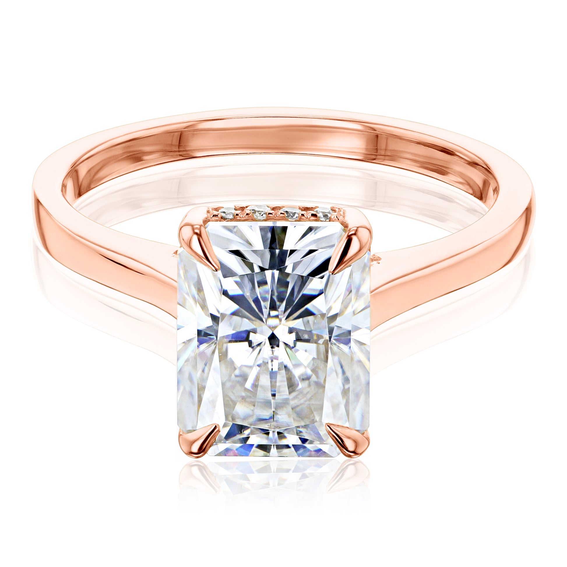 Kobelli London Collection Rae 2.7ct Radiant Moissanite Cathedral Engagement Ring 