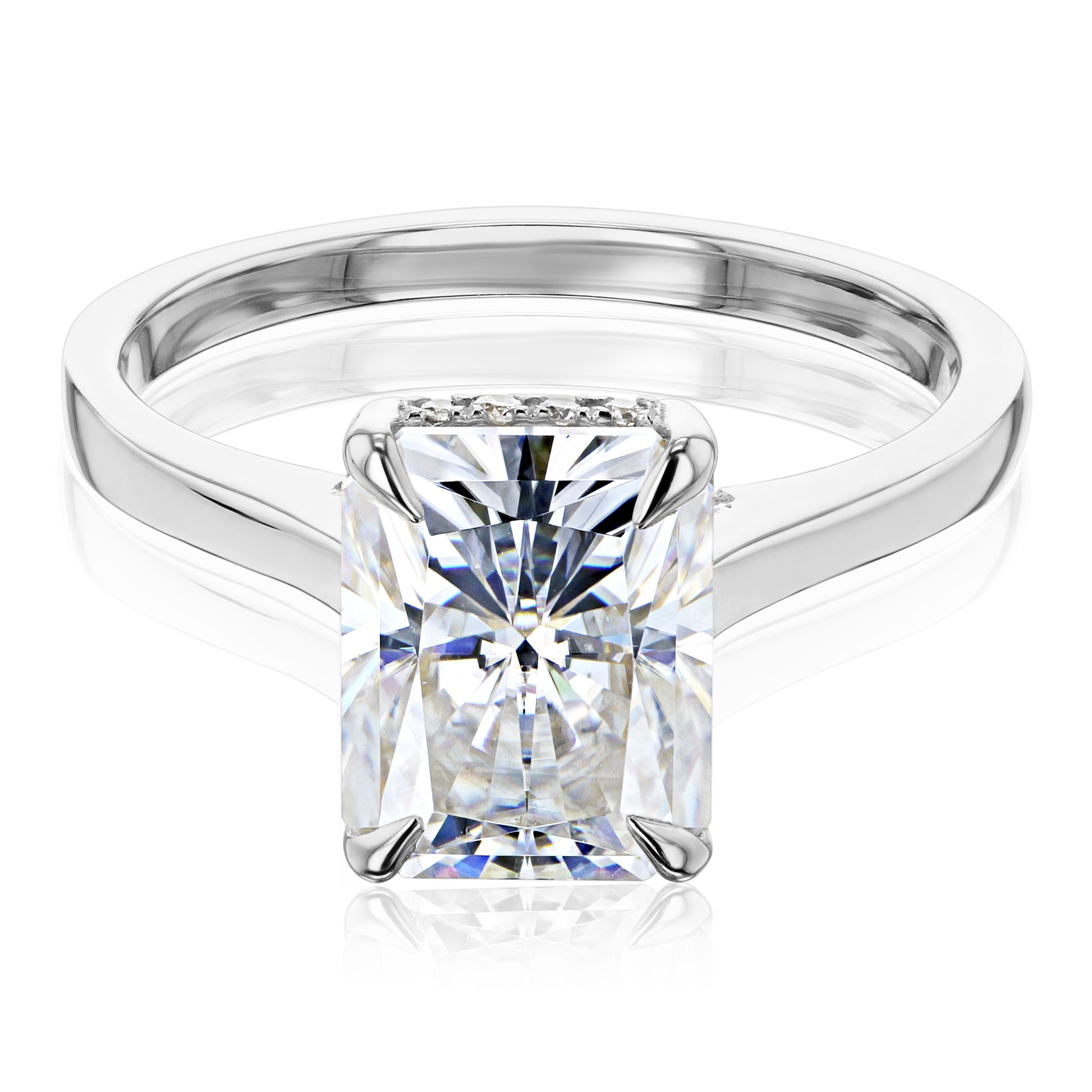 Kobelli London Collection Rae 2.7ct Radiant Moissanite Cathedral Engagement Ring 