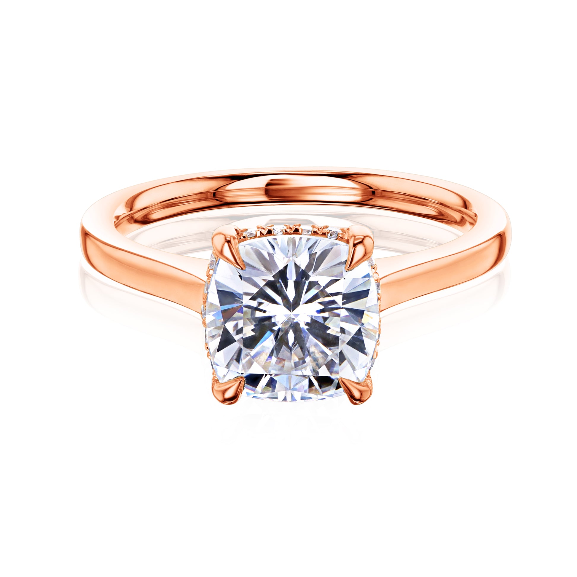 Carrie 2ct Cushion Moissanite Cathedral Engagement Ring