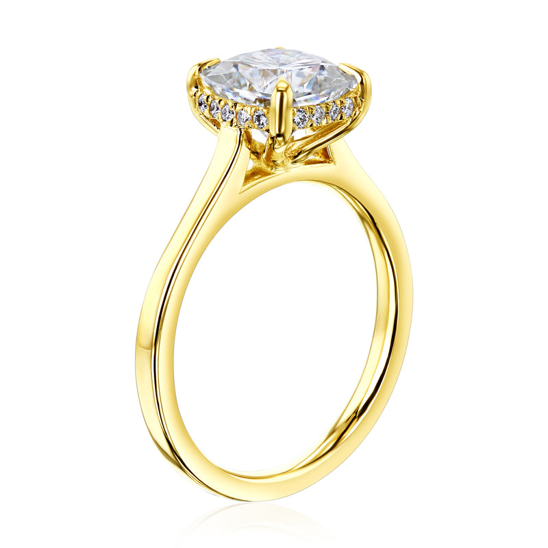 Carrie 2ct Cushion Moissanite Cathedral Engagement Ring