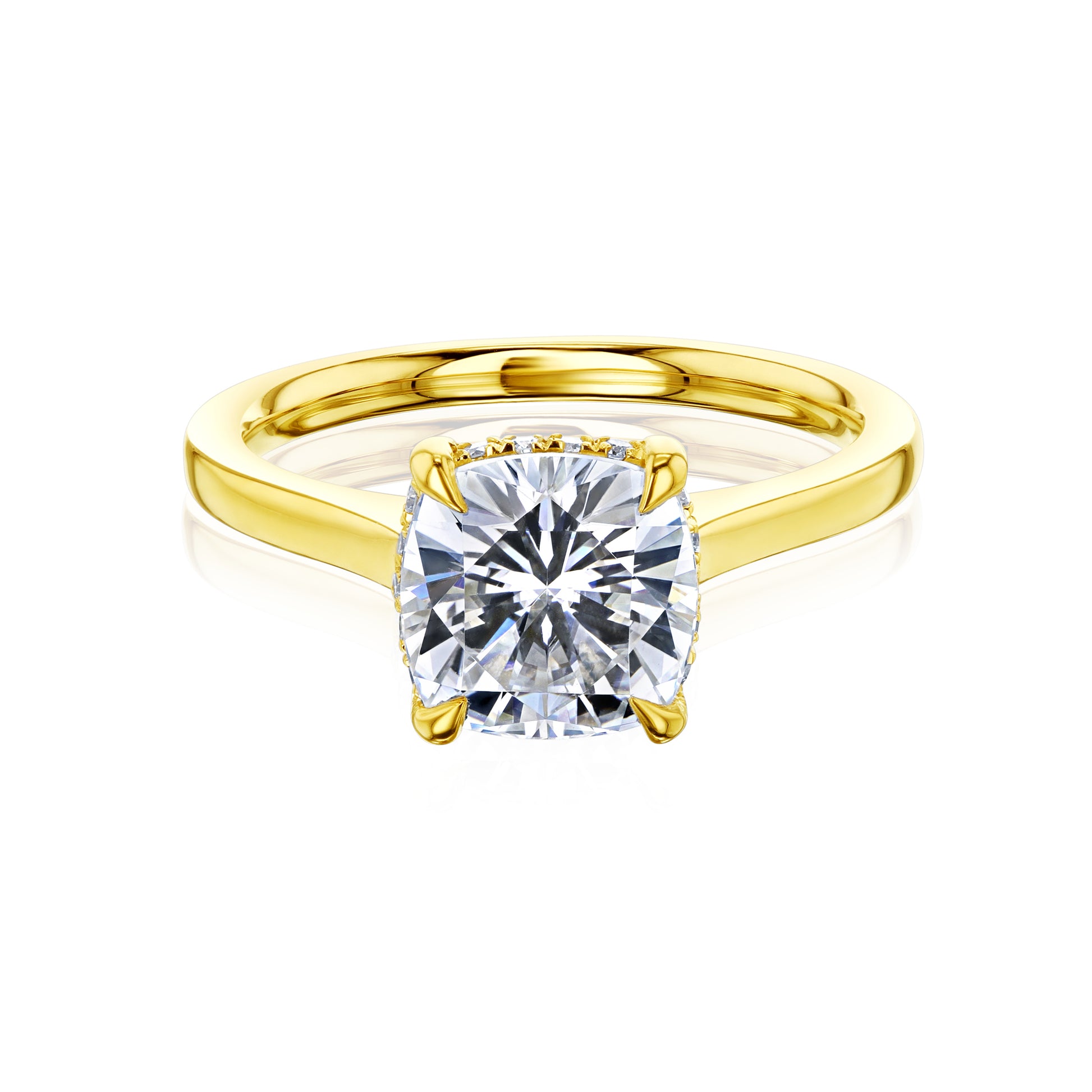 Kobelli London Collection Carrie 2ct Cushion Moissanite Cathedral Engagement Ring