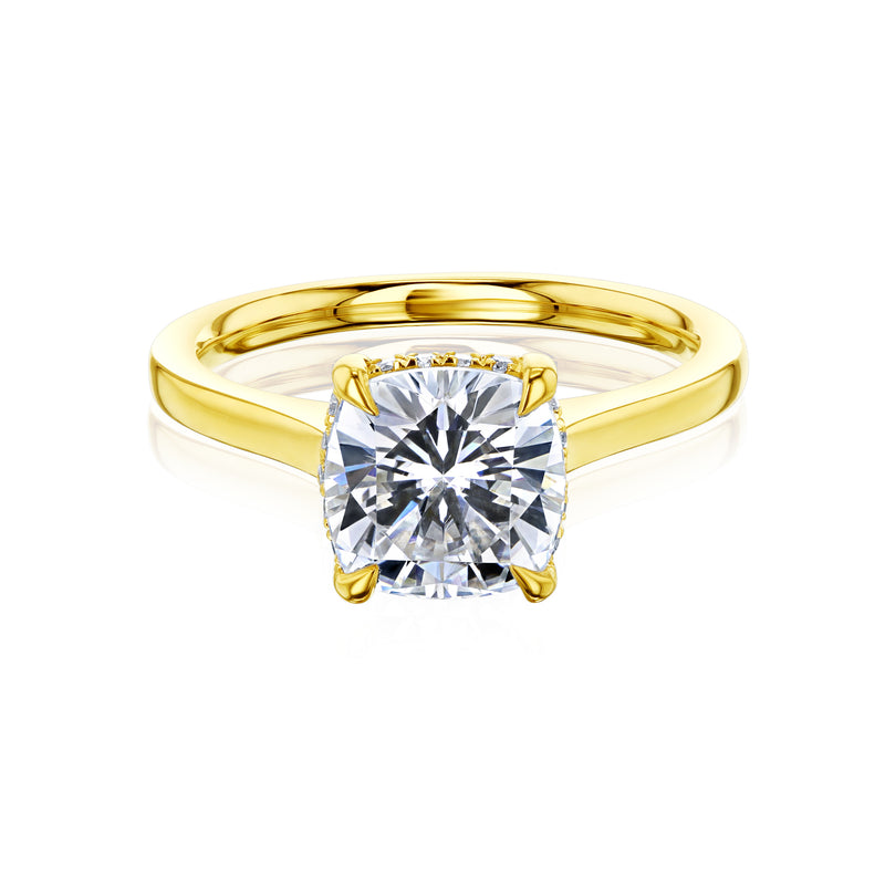 Kobelli London Collection Carrie 2ct Cushion Moissanite Cathedral Engagement Ring