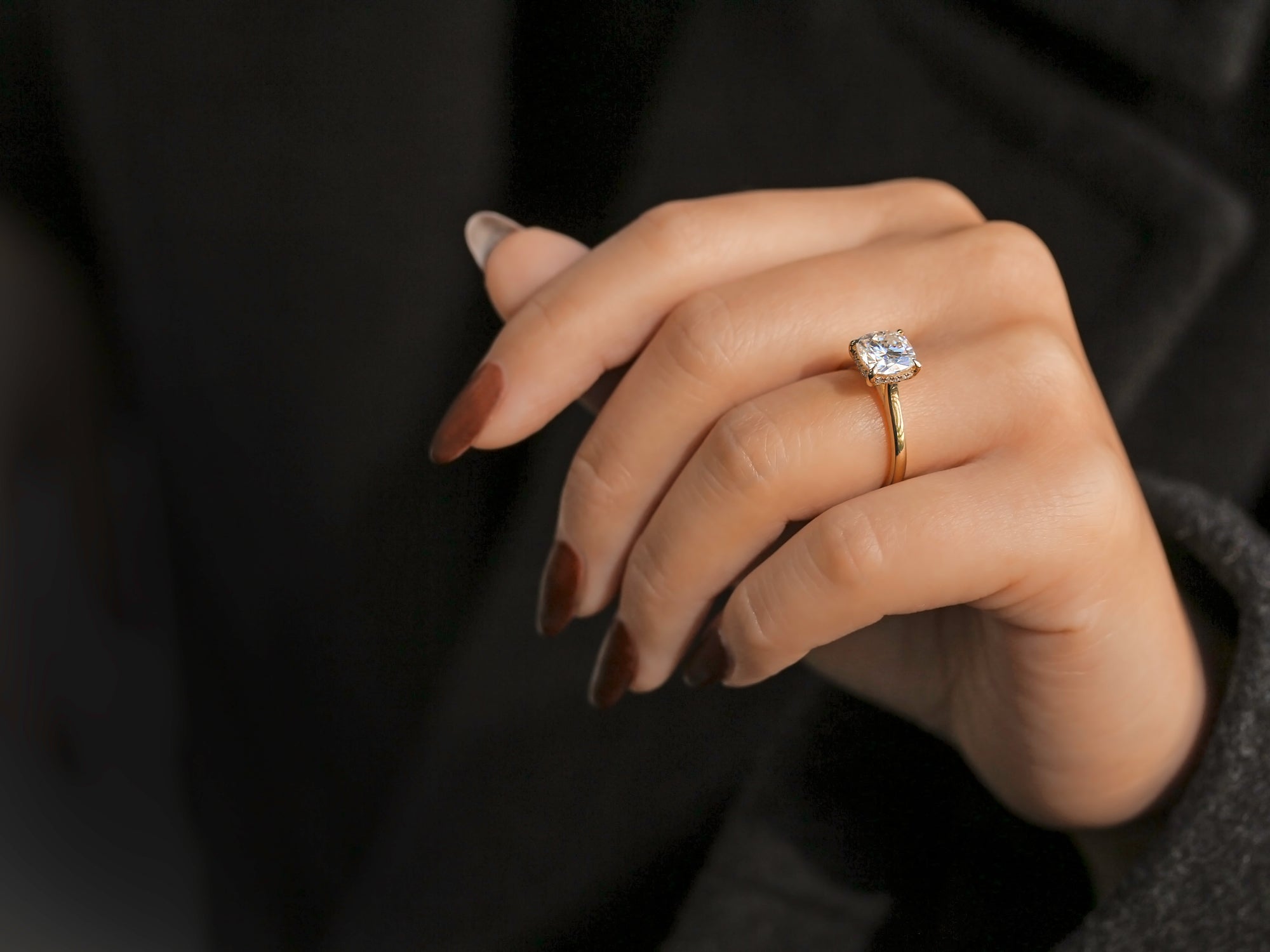 Carrie 2ct Cushion Moissanite Cathedral Engagement Ring