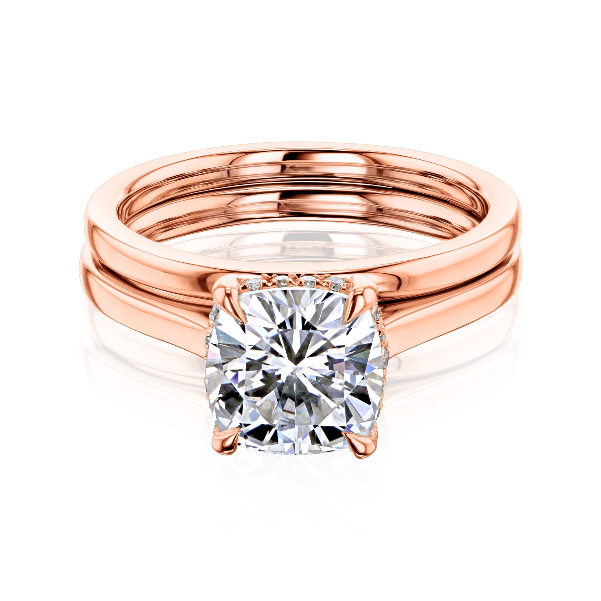 Kobelli London Collection Carrie 2ct Cushion Moissanite Cathedral Bridal Set