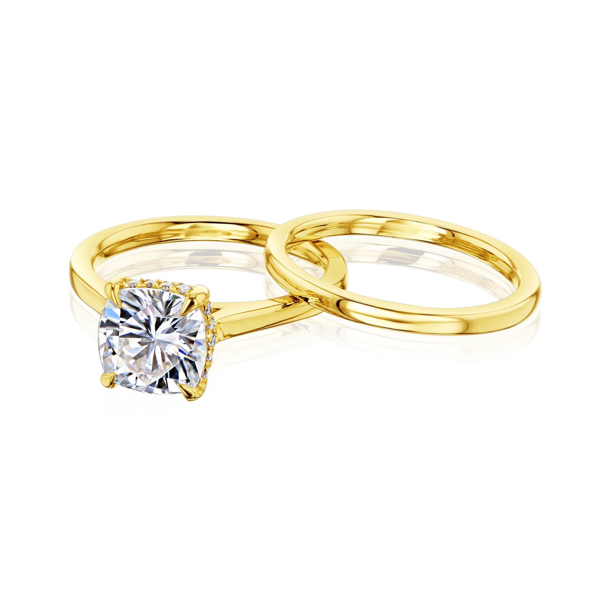 Kobelli London Collection Carrie 2ct Cushion Moissanite Cathedral Bridal Set