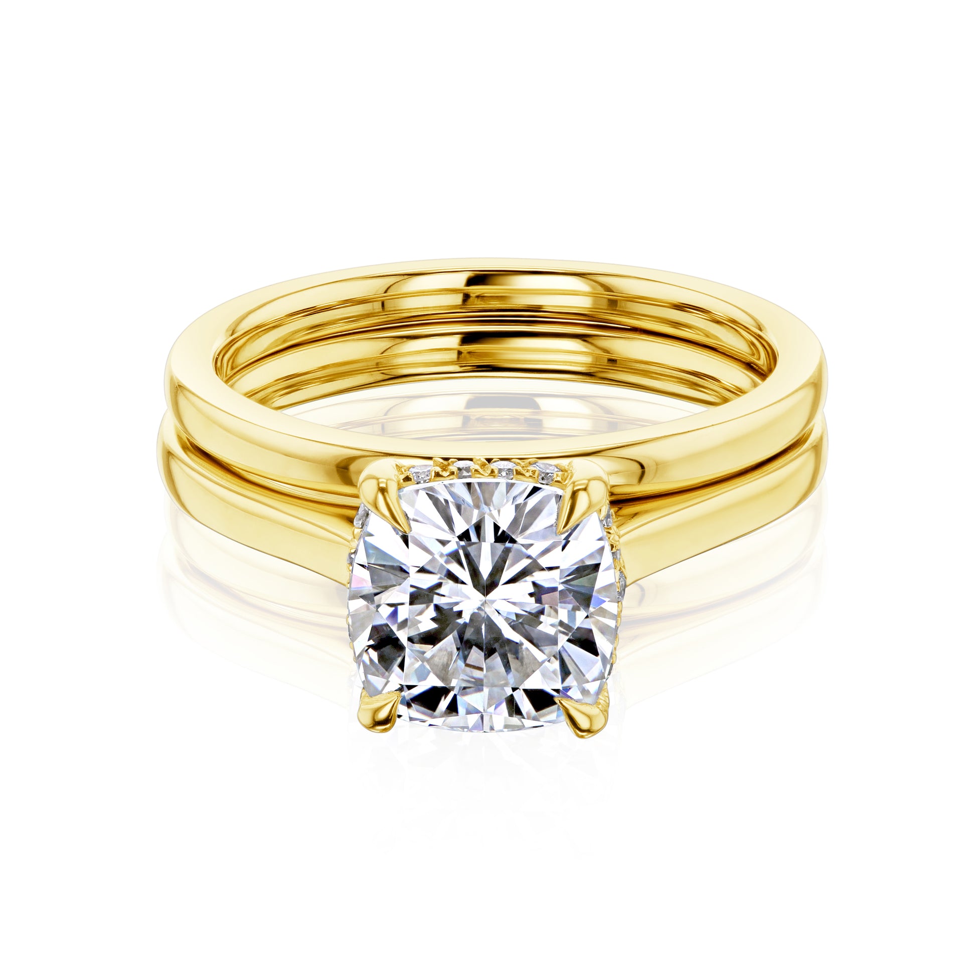 Kobelli London Collection Carrie 2ct Cushion Moissanite Cathedral Bridal Set