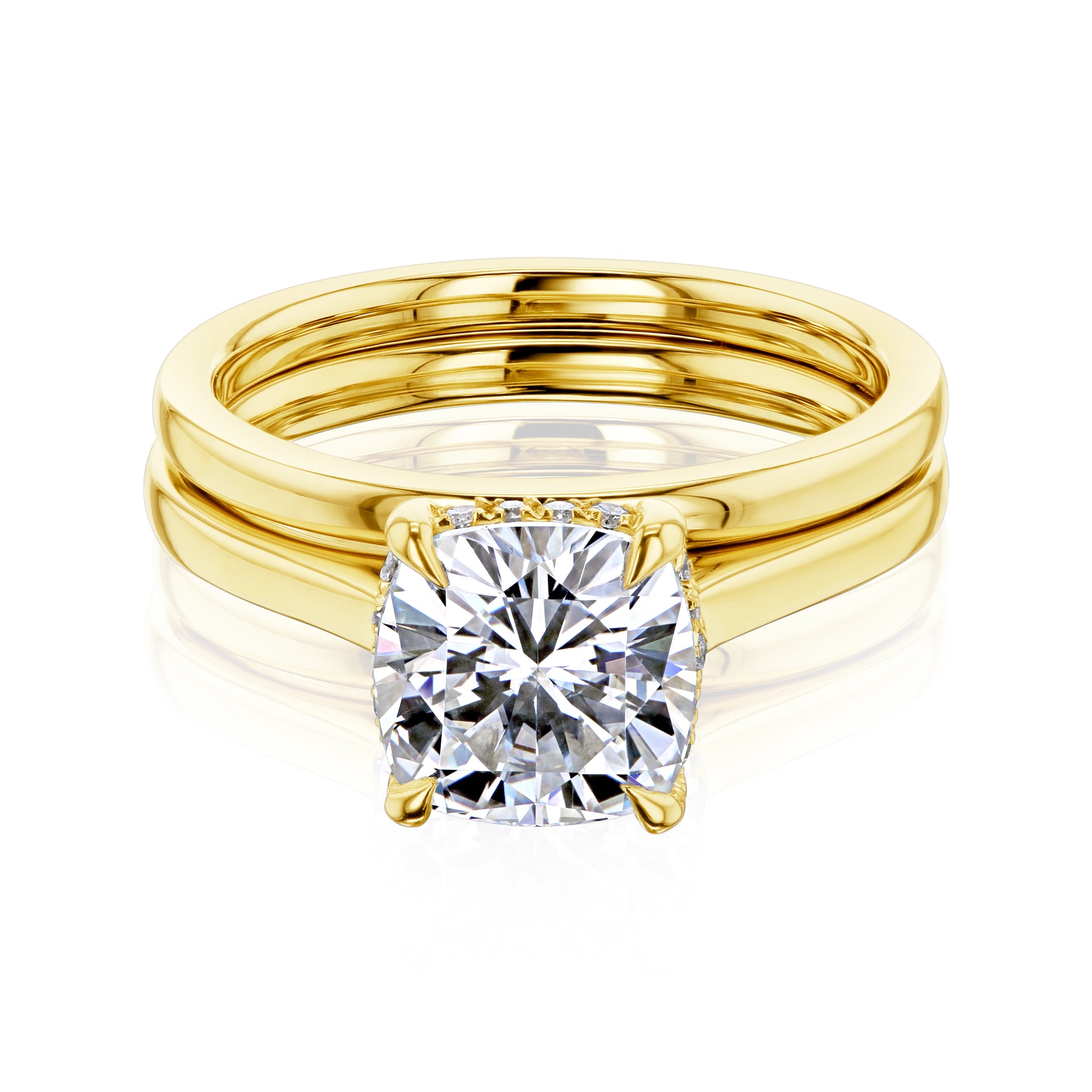 Kobelli London Collection Carrie 2ct Cushion Moissanite Cathedral Bridal Set