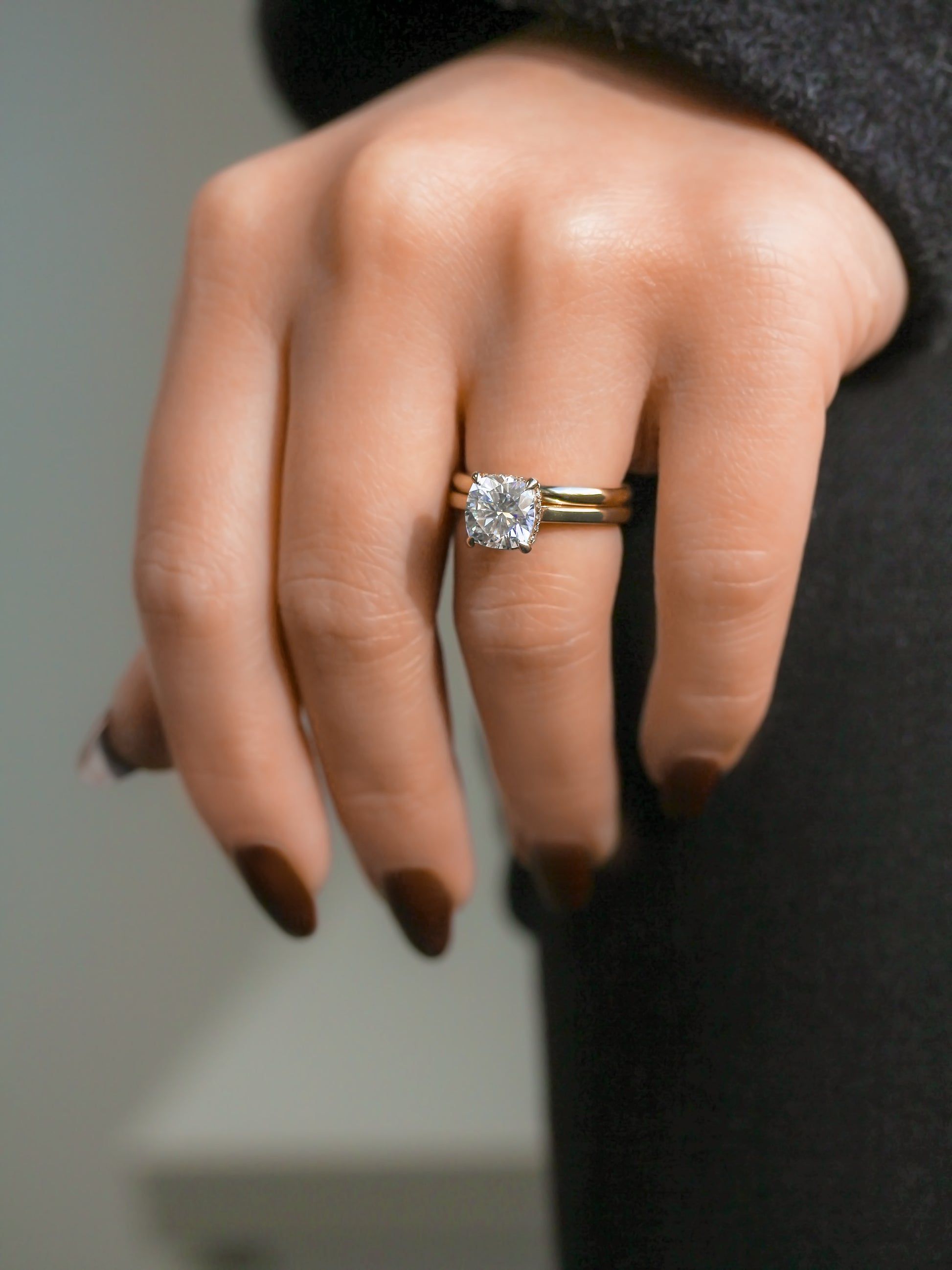 Kobelli London Collection Carrie 2ct Cushion Moissanite Cathedral Bridal Set