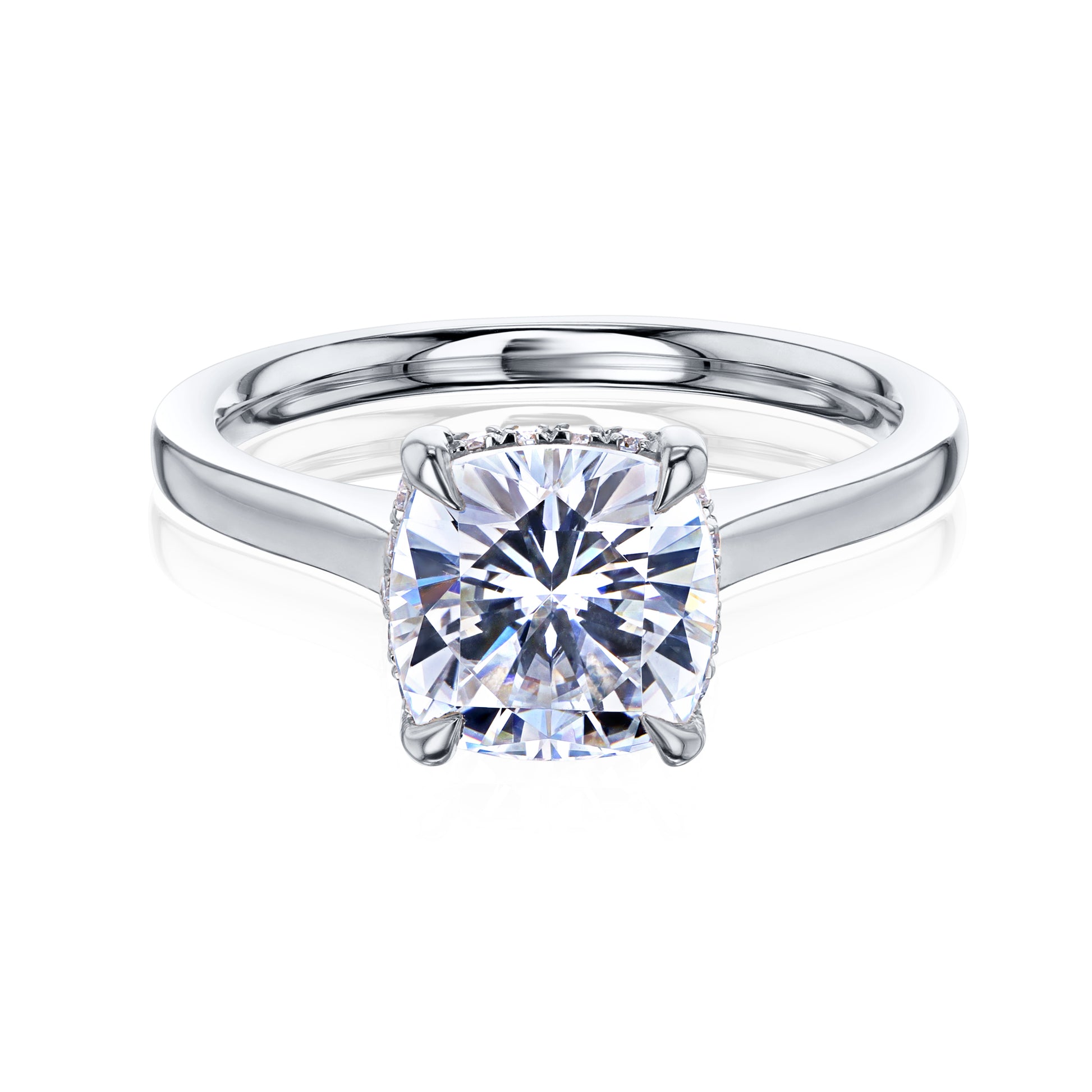 Carrie 2ct Cushion Moissanite Cathedral Engagement Ring
