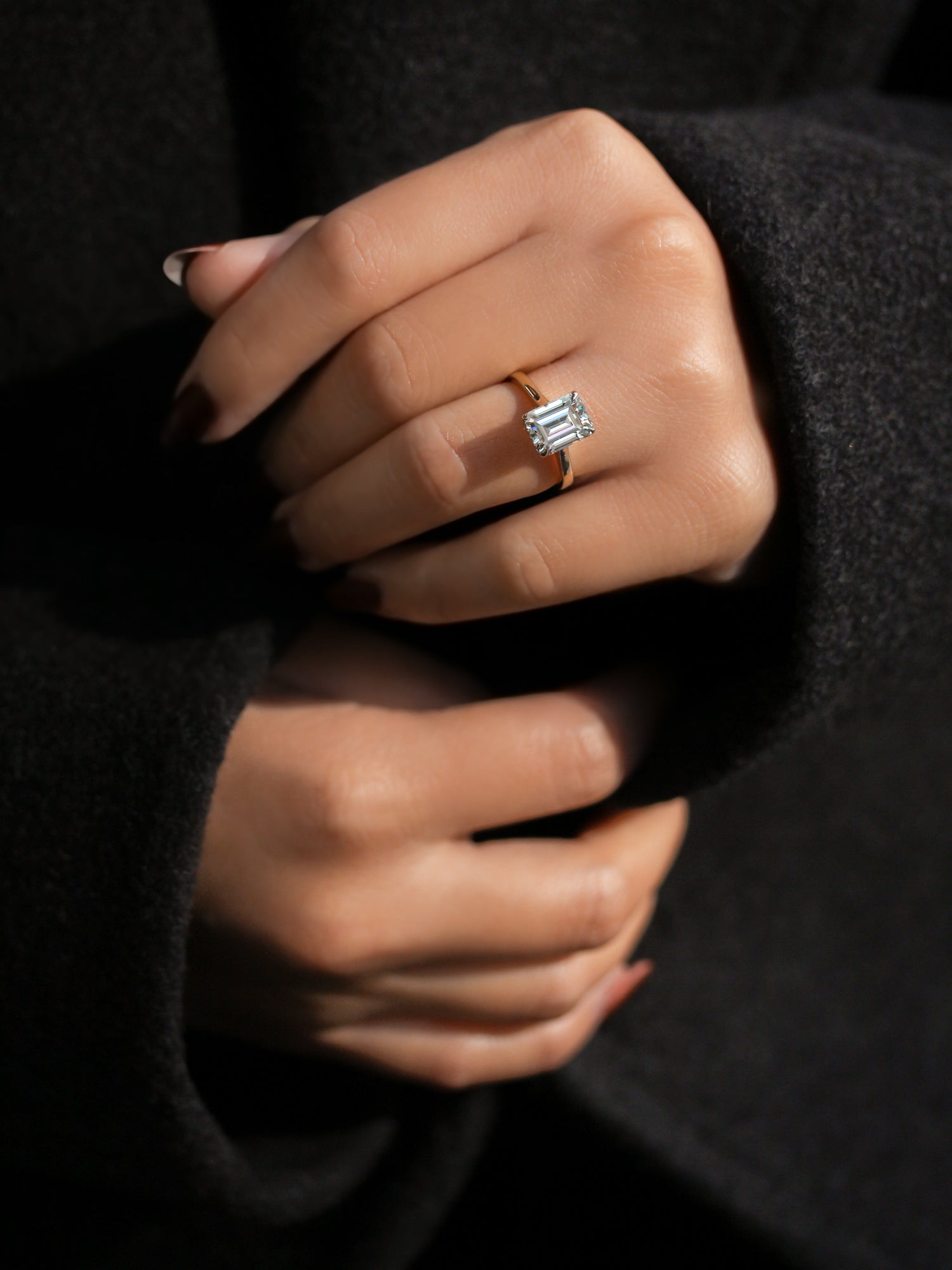 Kobelli London Collection Eden 2.45ct Emerald Moissanite Cathedral Engagement Ring