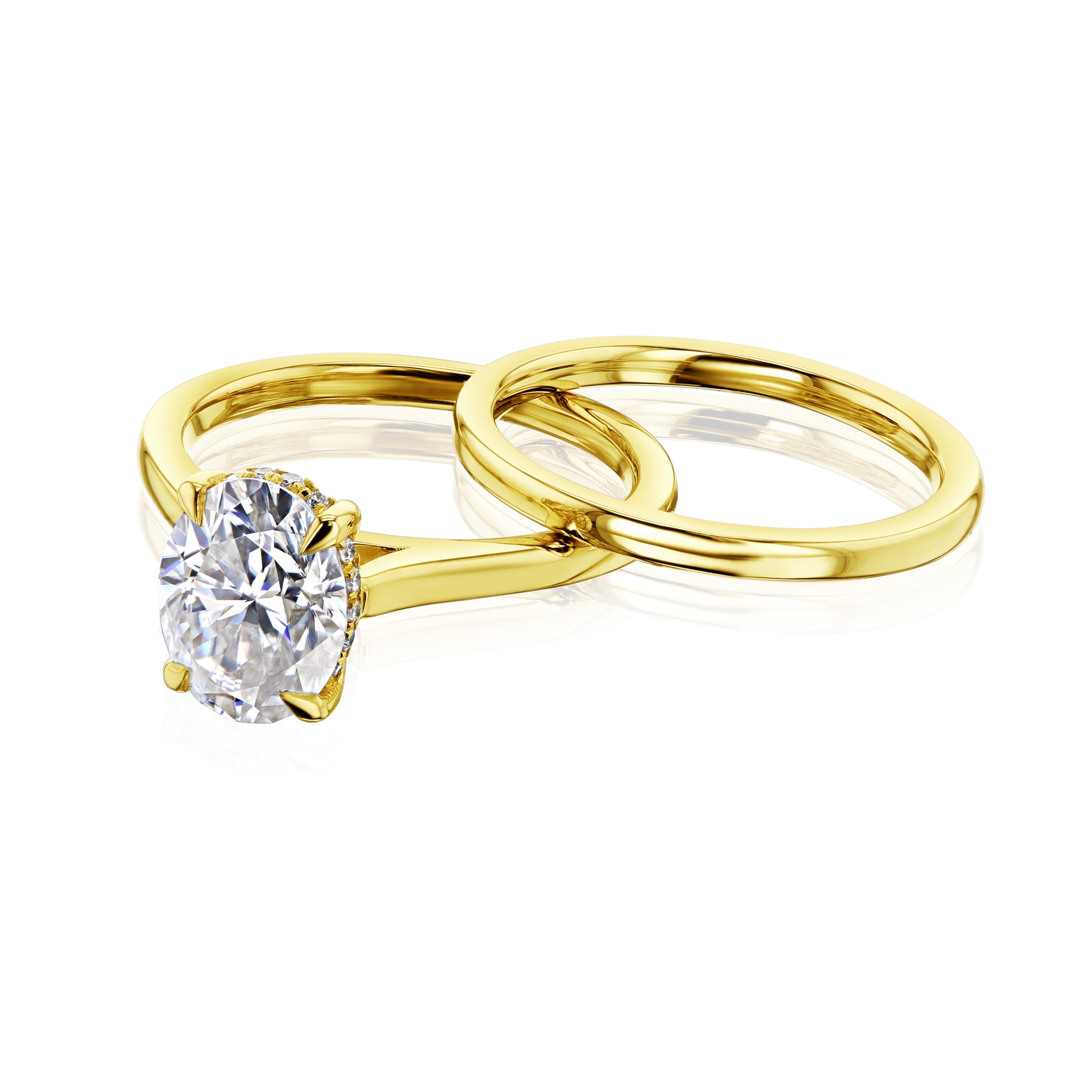 Kobelli London Collection Ollie 2.1ct Oval Moissanite Cathedral Bridal Set
