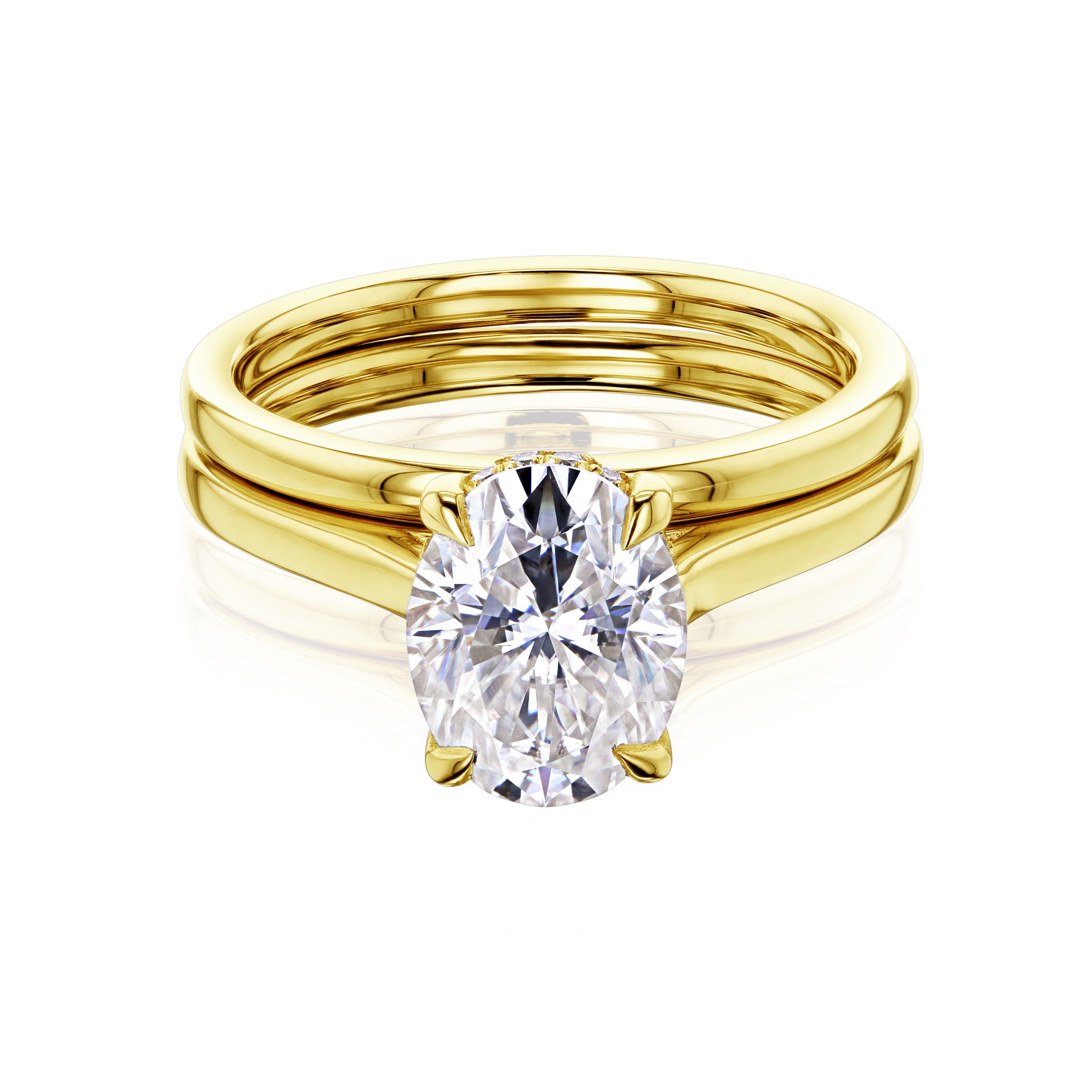 Kobelli London Collection Ollie 2.1ct Oval Moissanite Cathedral Bridal Set