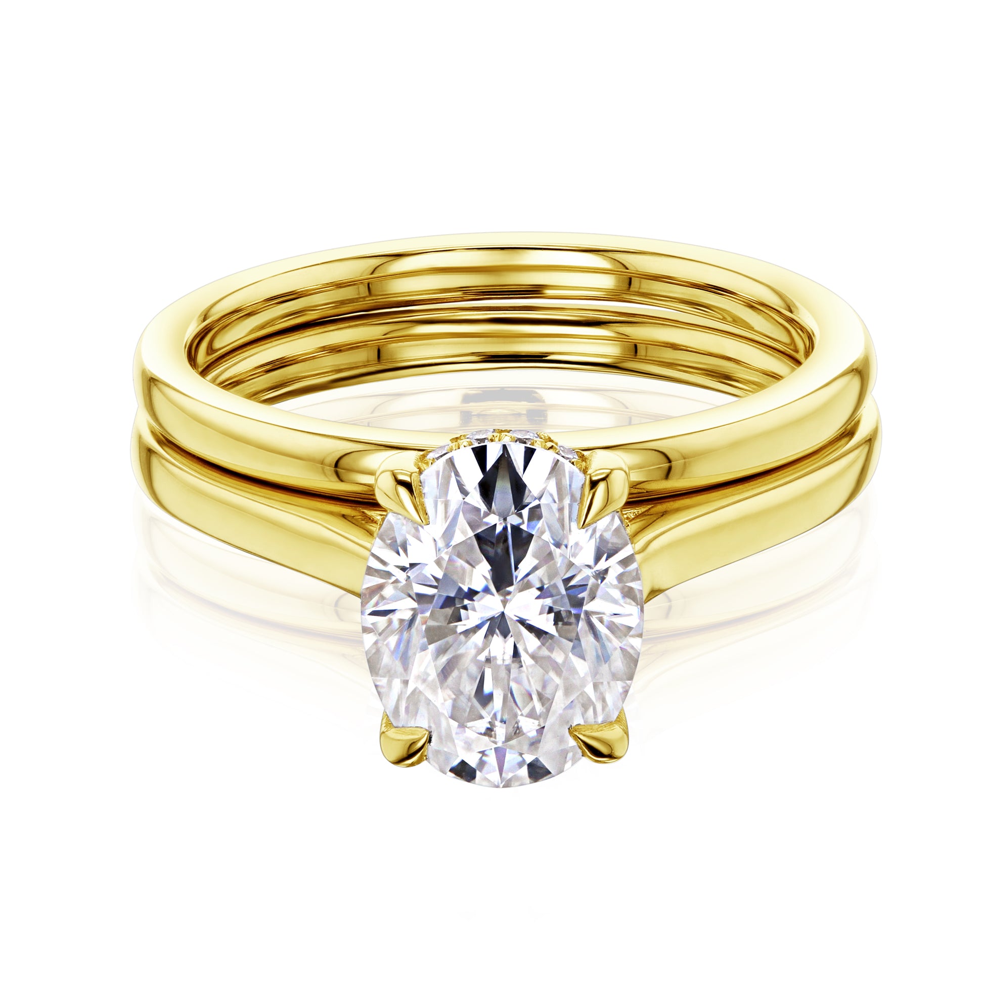 Kobelli London Collection Ollie 2.1ct Oval Moissanite Cathedral Bridal Set