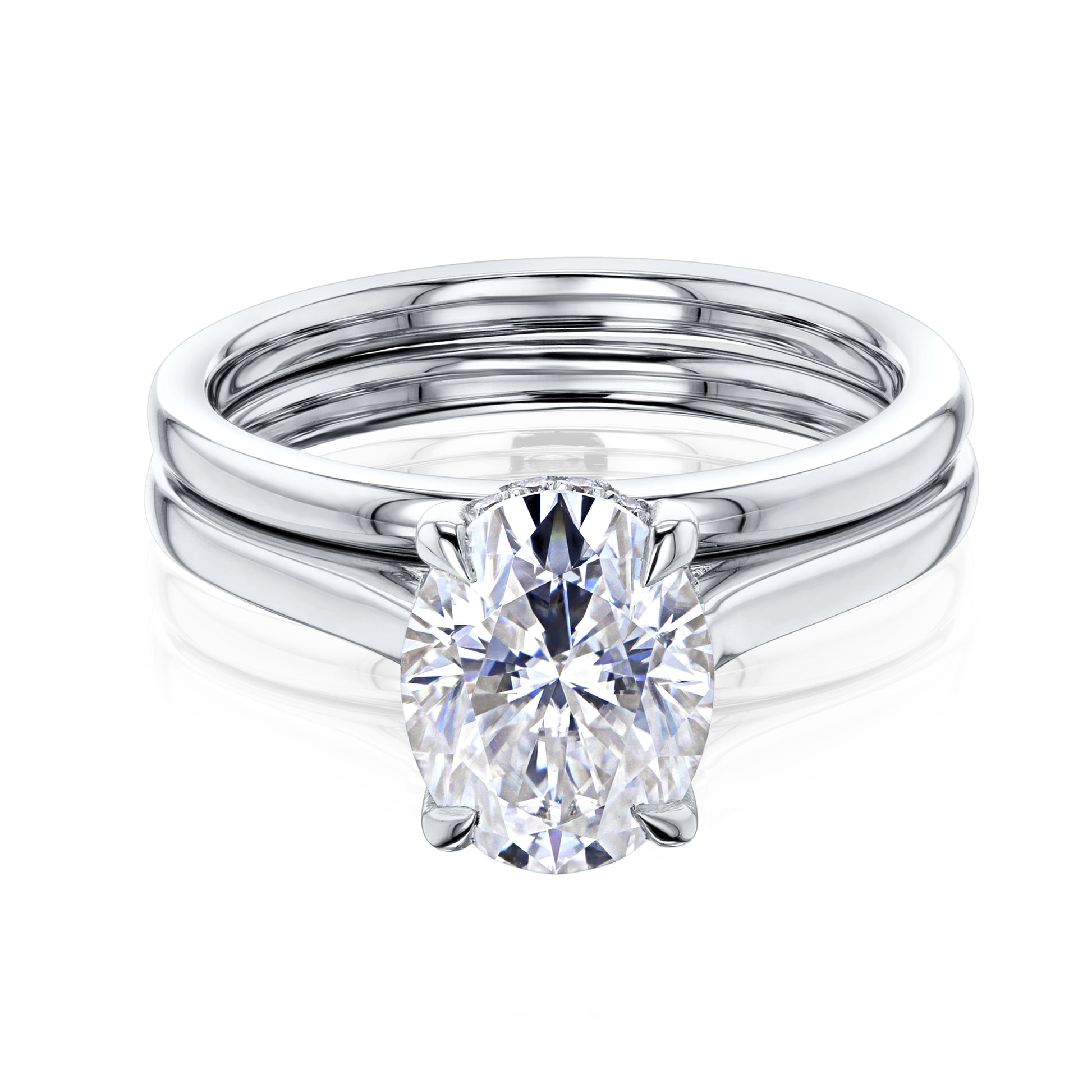 Kobelli London Collection Ollie 2.1ct Oval Moissanite Cathedral Bridal Set