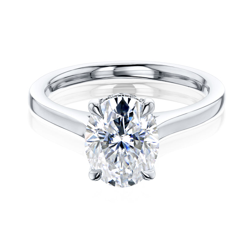Kobelli London Collection Ollie 2.1ct Oval Moissanite Cathedral Engagement Ring