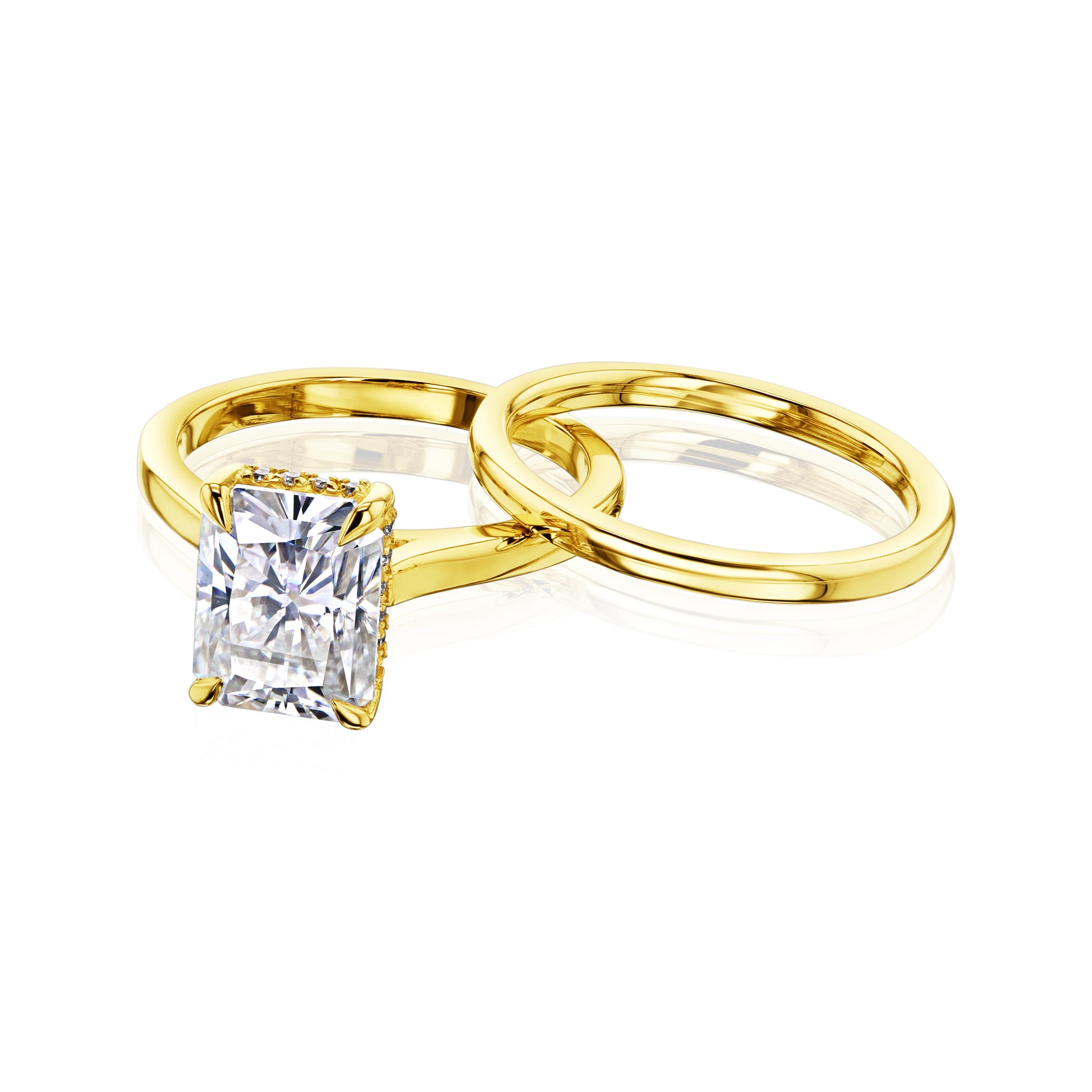 Kobelli London Collection Raisa 2.7ct Radiant Moissanite Cathedral Bridal Set